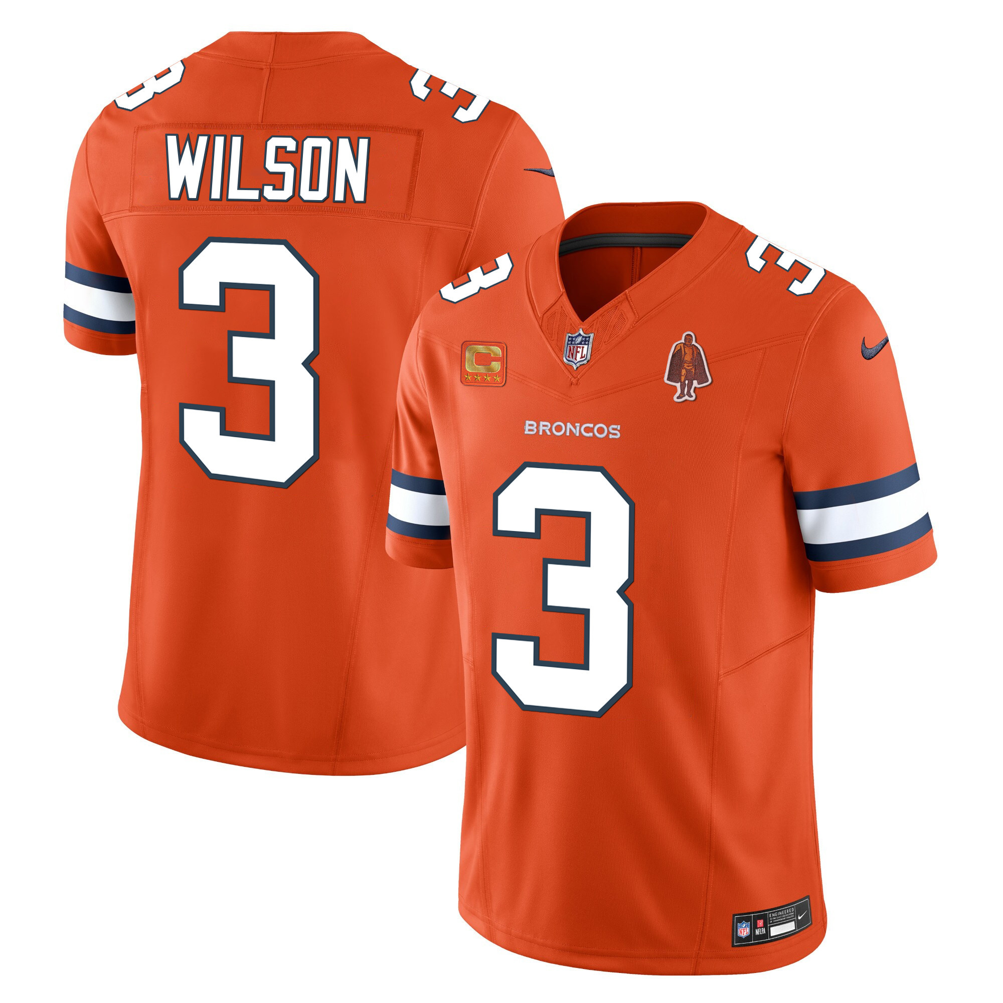 Russell Wilson Men's Denver Broncos Vapor Limited Orange Jersey - All Stitched 