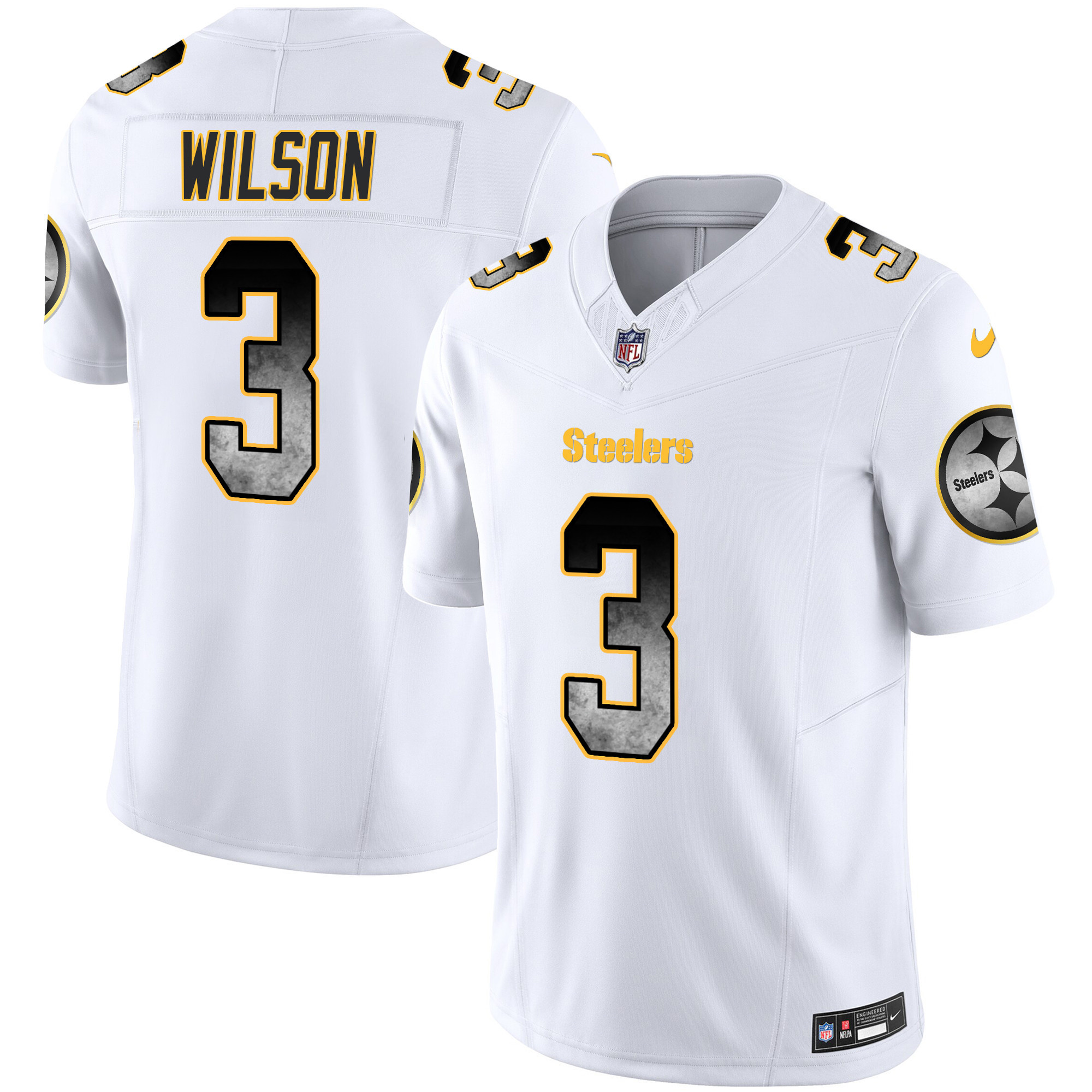 Russell Wilson Men's Pittsburgh Steelers Arch Smoke Vapor White Jersey - All Stitched