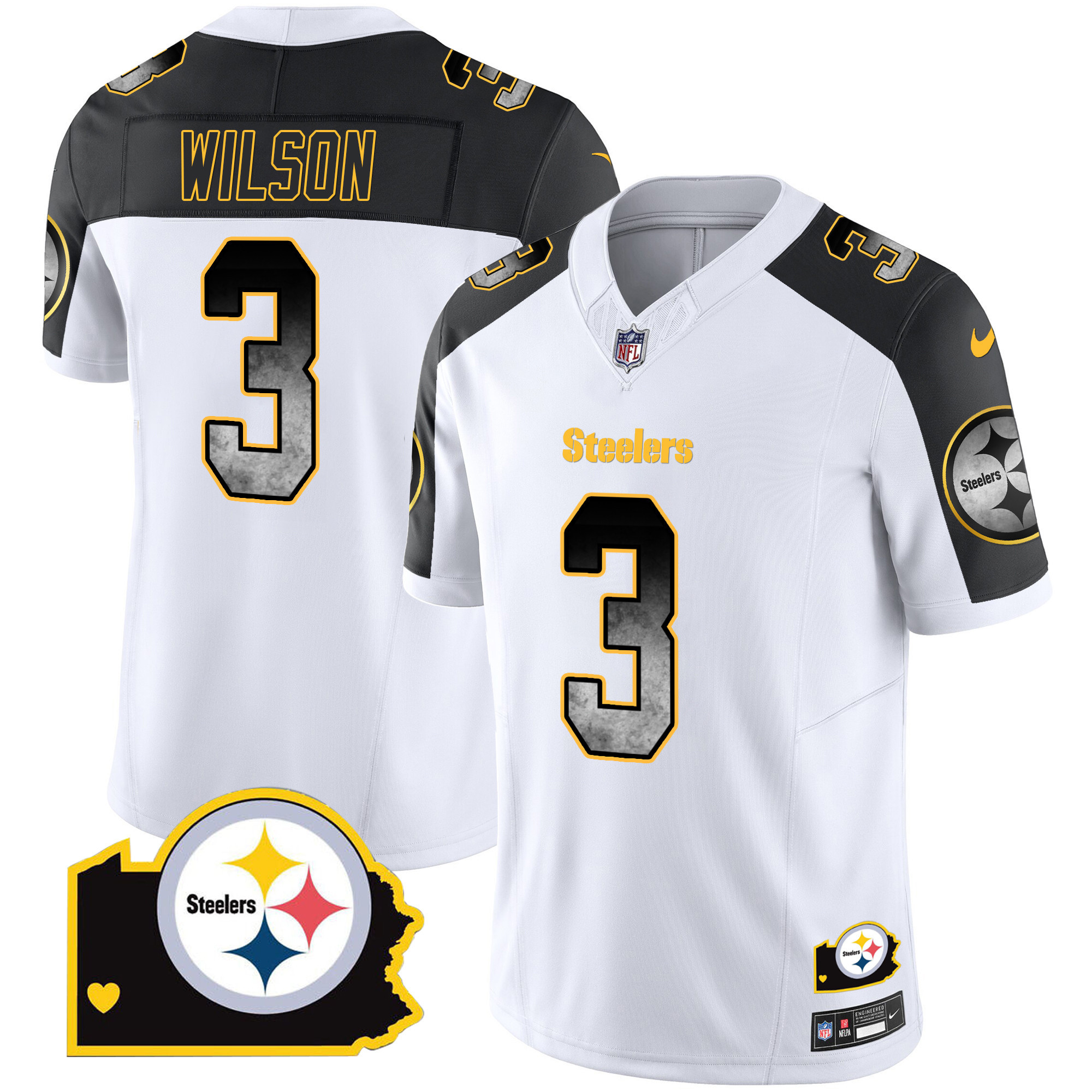 Russell Wilson Pittsburgh Steelers Arch Smoke Home Patch Vapor Inverted Jersey - All Stitched