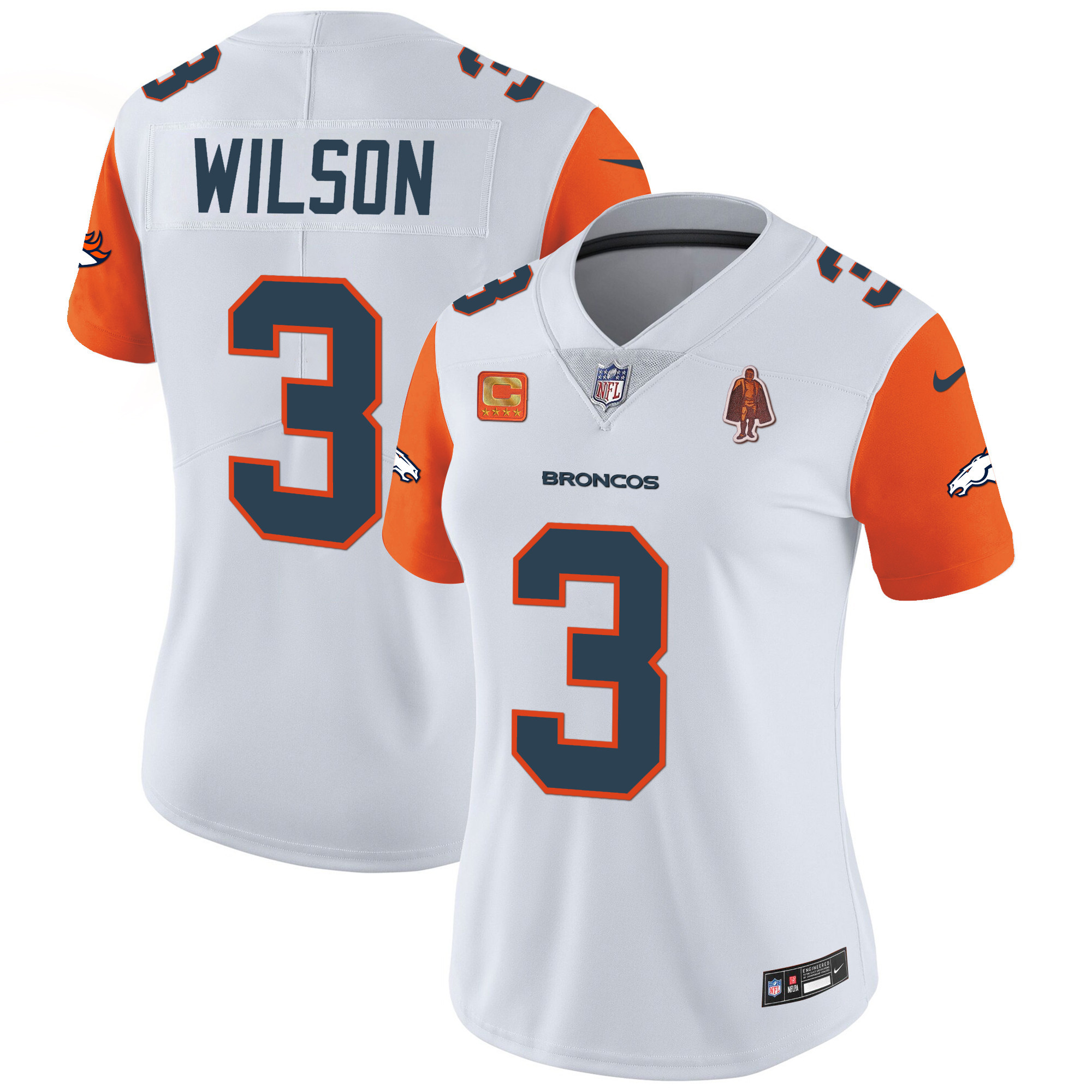 Russell Wilson Women's Denver Broncos Vapor Limited Orange Sleeves Jersey - All Stitched 