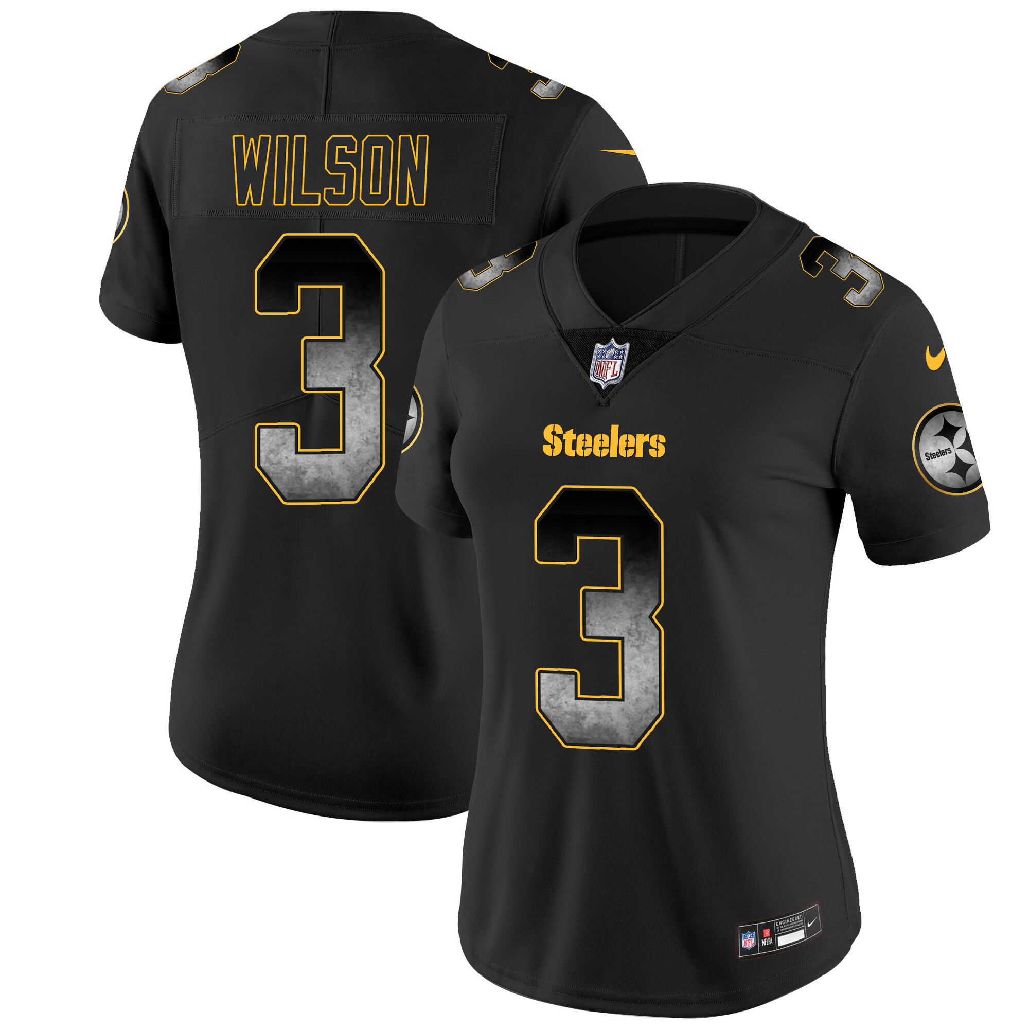 Russell Wilson Women's Pittsburgh Steelers Arch Smoke Vapor Black Jersey - All Stitched