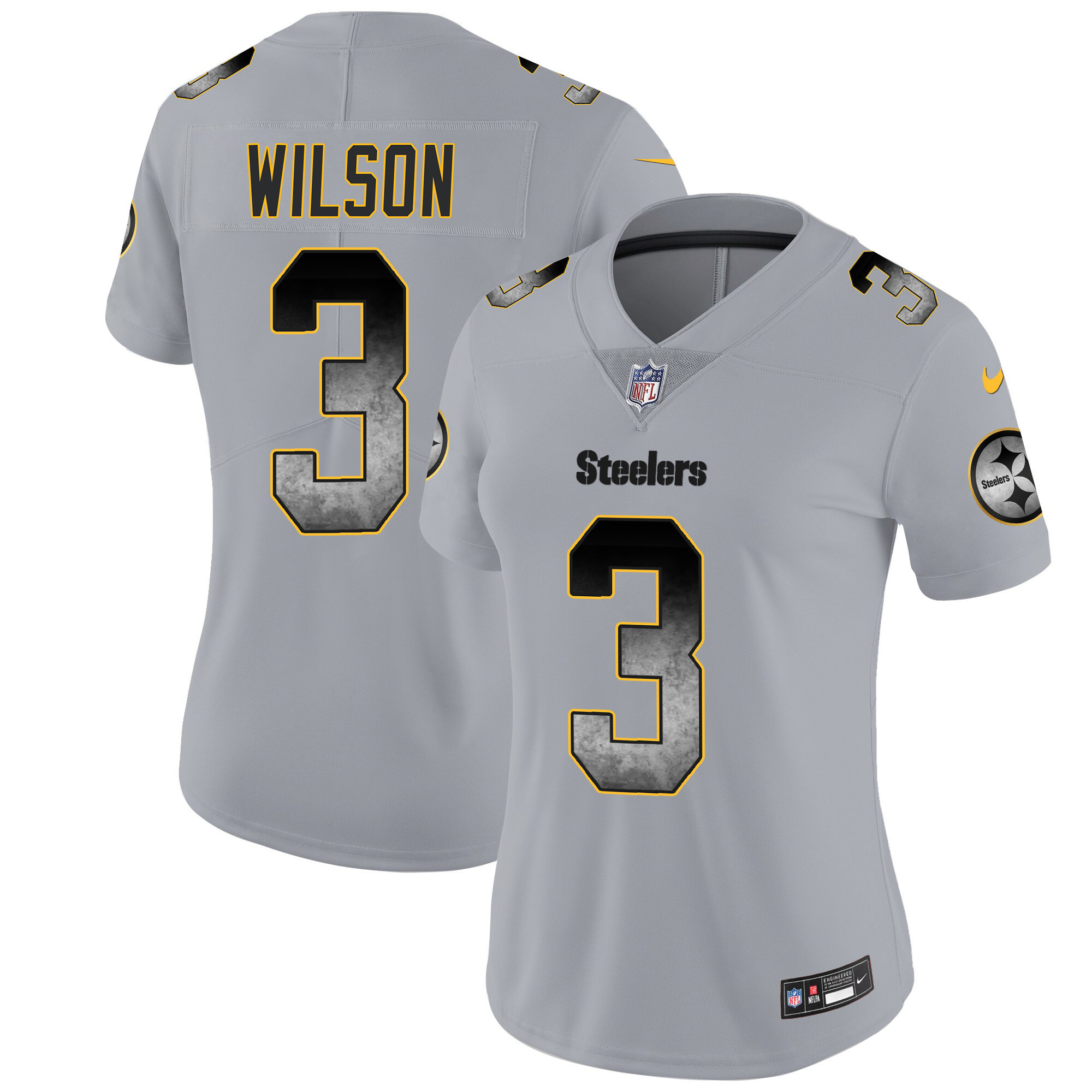 Russell Wilson Women's Pittsburgh Steelers Arch Smoke Vapor Gray Jersey - All Stitched