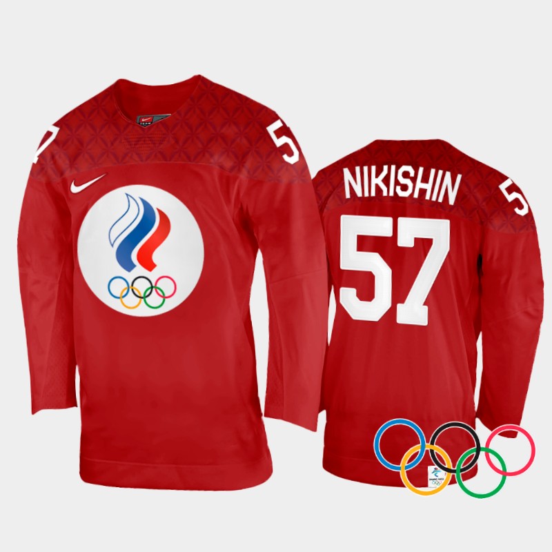 Russia Alexander Nikishin 2022 Winter Olympics Red #57 Jersey Home