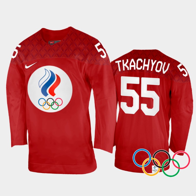 Russia Vladimir Tkachyov 2022 Winter Olympics Red #55 Jersey Home