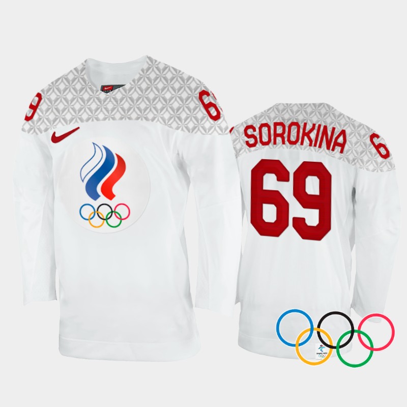 Russia Women's Maria Sorokina 2022 Winter Olympics White #69 Jersey Away