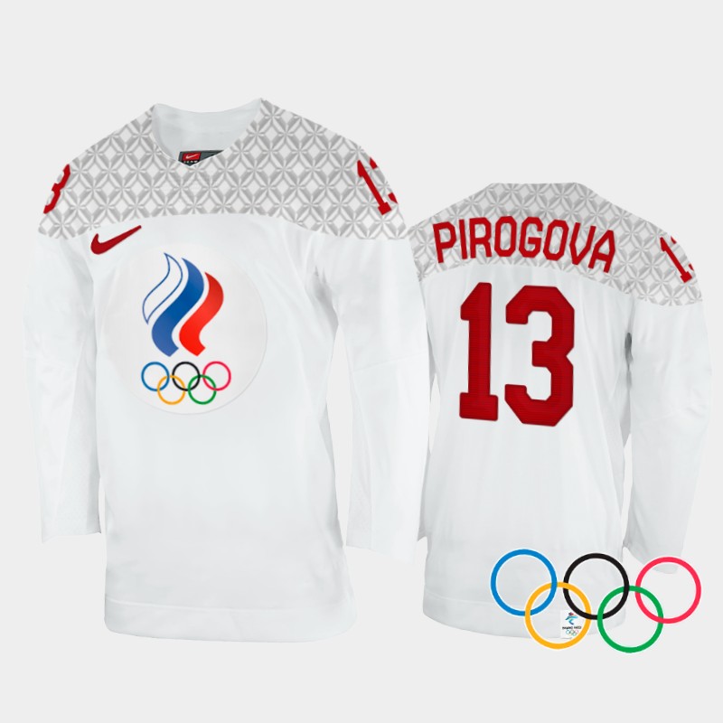 Russia Women's Nina Pirogova 2022 Winter Olympics White #13 Jersey Away