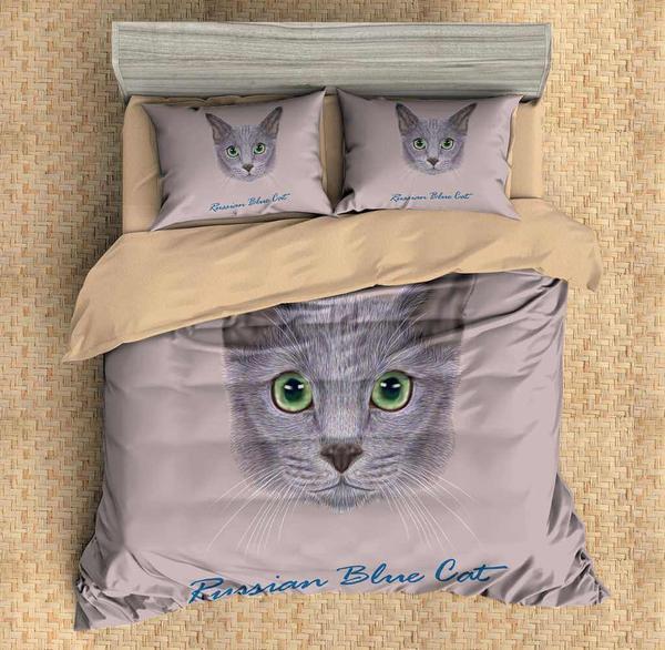 Russian Blue Cat 3D Customized Duvet Cover Bedding Set