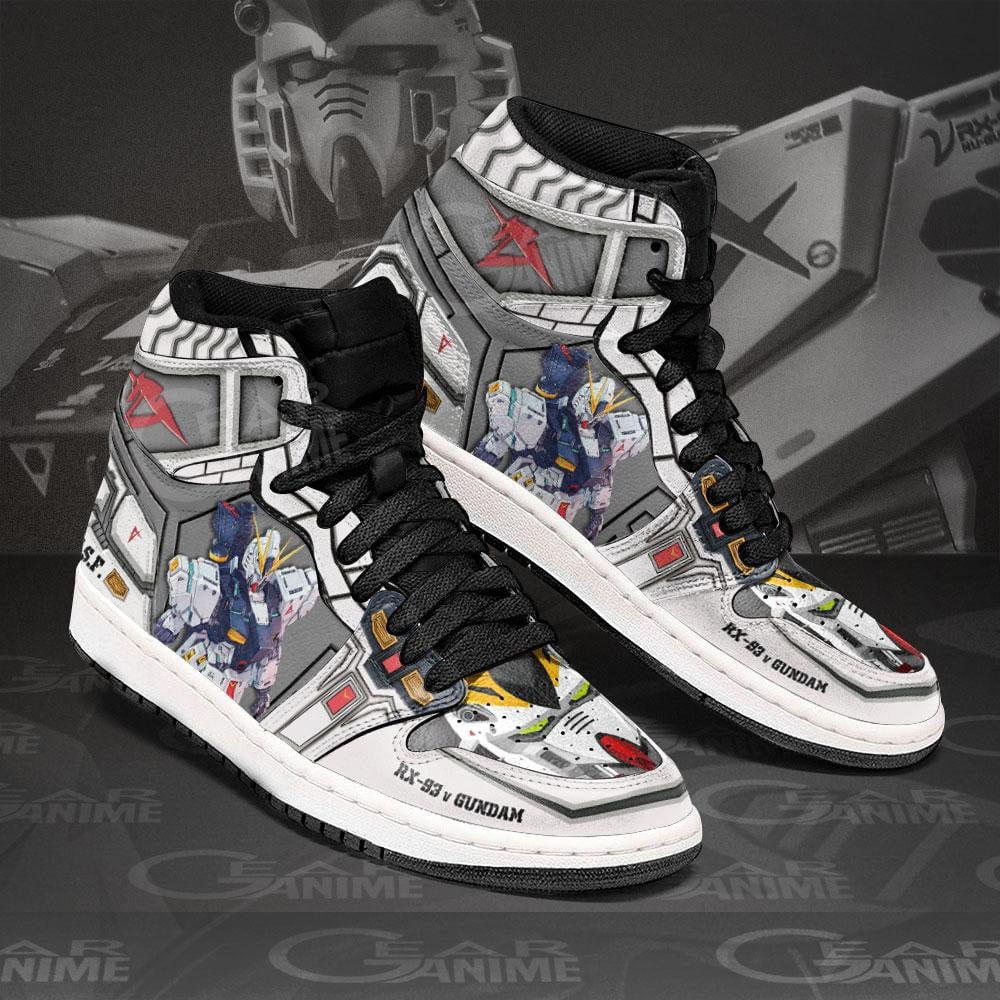 RX-93 v Gundam JD1s Sneakers Gundam Anime Shoes, Air Jordan Hightop