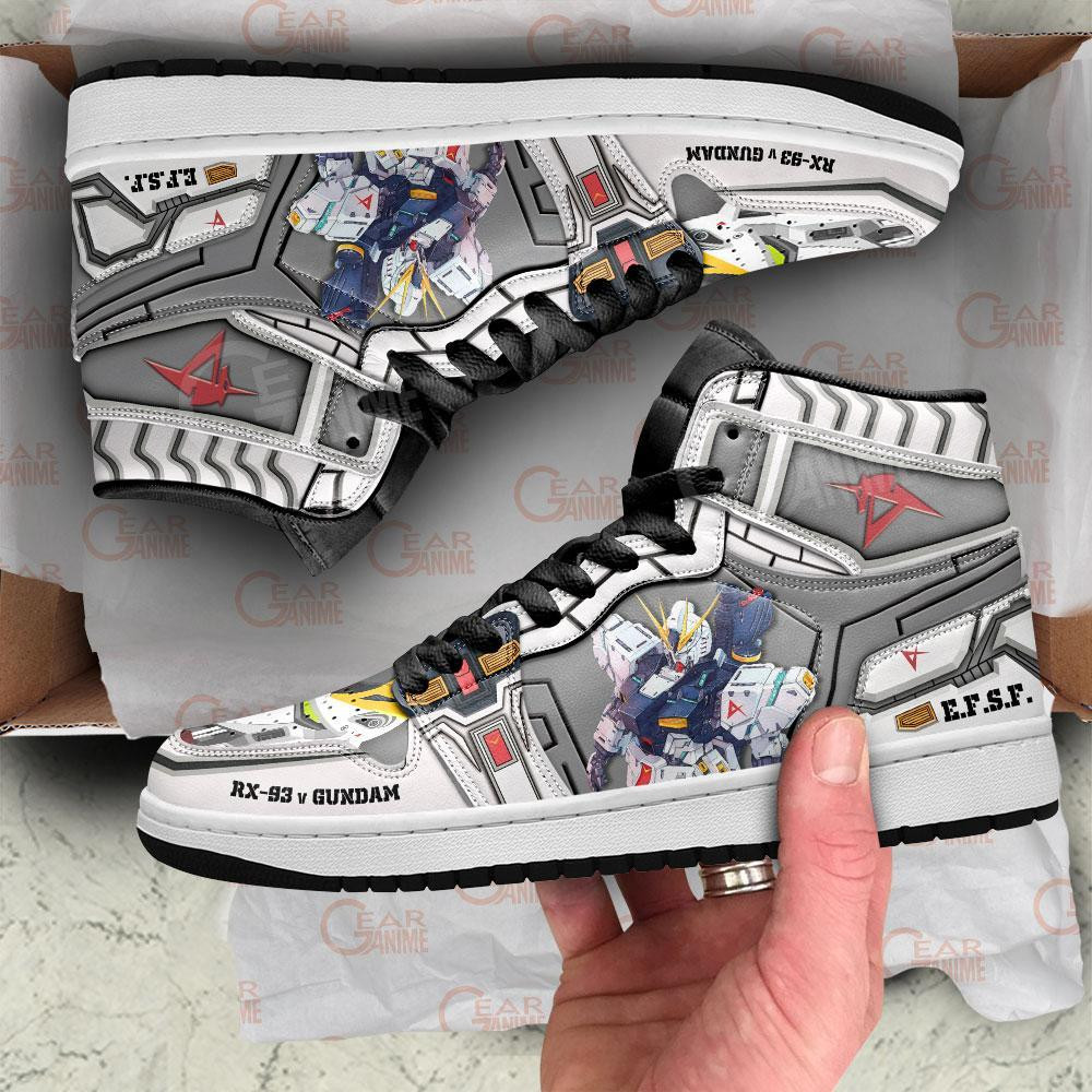 RX-93 v Gundam JD1s Sneakers Gundam Anime Shoes, Air Jordan Hightop