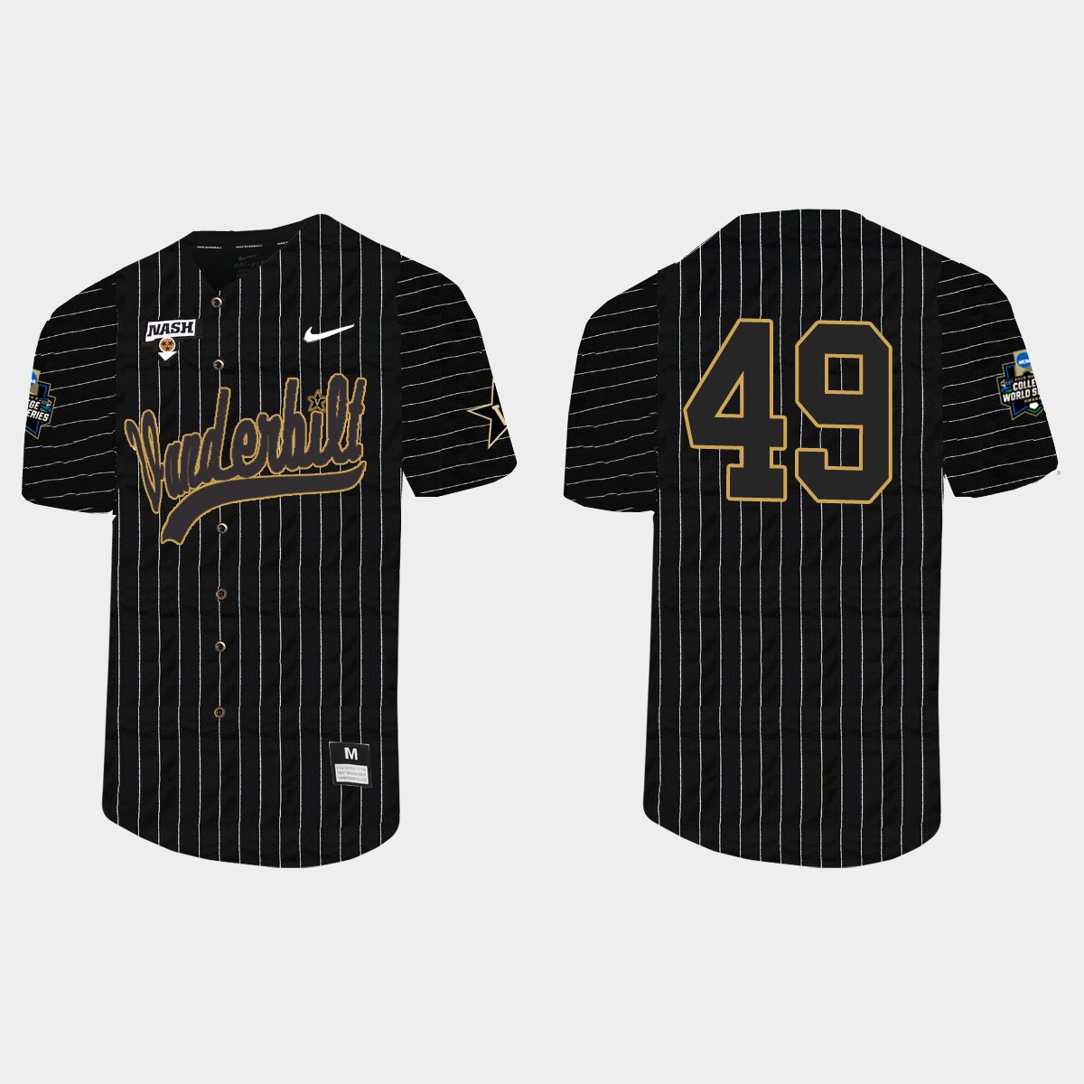 Ryan Keenan Vanderbilt Commodores 2021 College World Series Pinstripe Jersey - Black