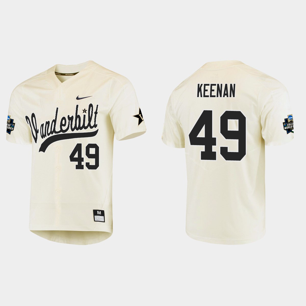 Ryan Keenan Vanderbilt Commodores College World Series Jersey - Cream