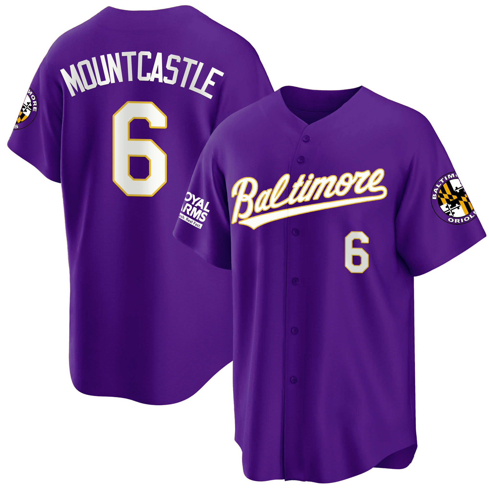 Ryan Mountcastle Men’s Baltimore Orioles 2023 Gold Cool Purple Jersey - All Stitched
