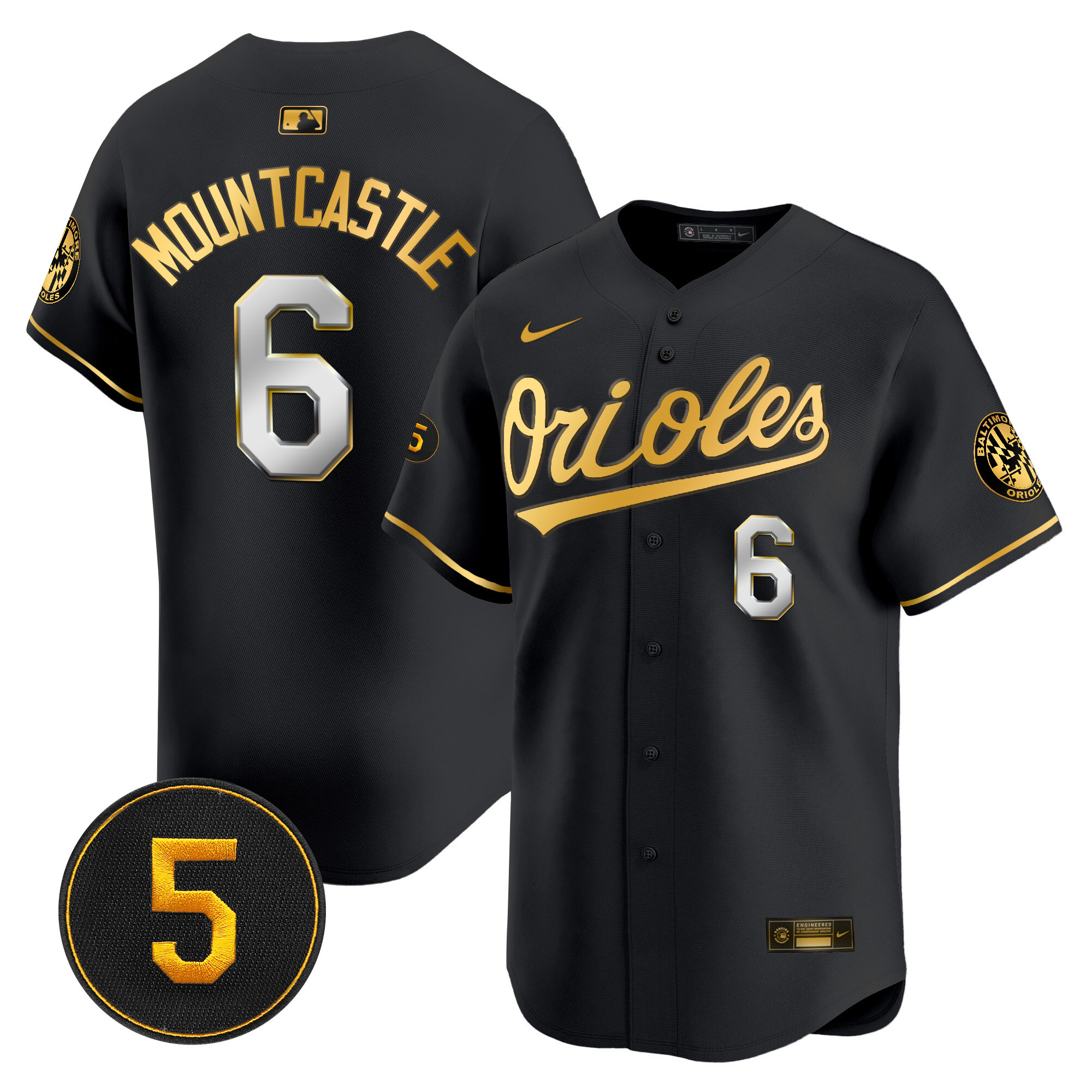 Ryan Mountcastle Men’s Baltimore Orioles Robinson Patch Vapor Premier Limited Black Limited Jersey - All Stitched