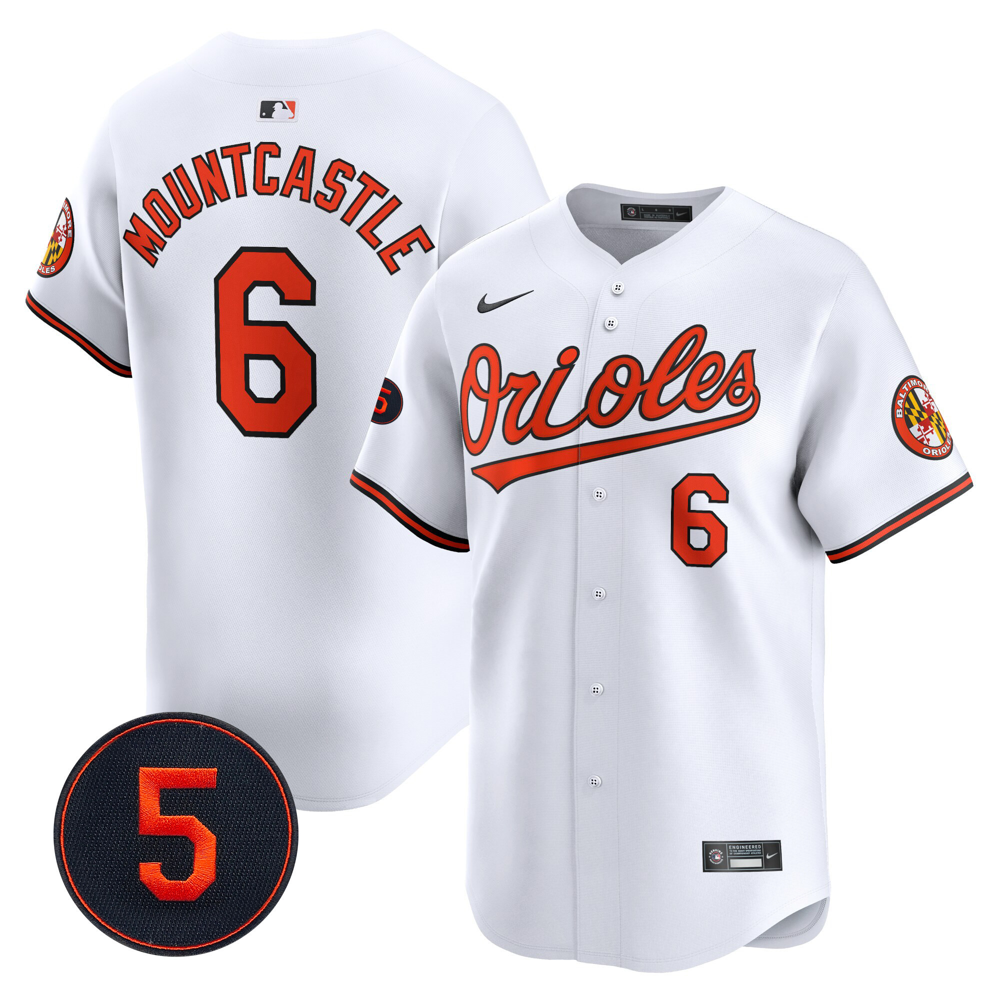 Ryan Mountcastle Men’s Baltimore Orioles Robinson Patch Vapor Premier Limited White Jersey - All Stitched
