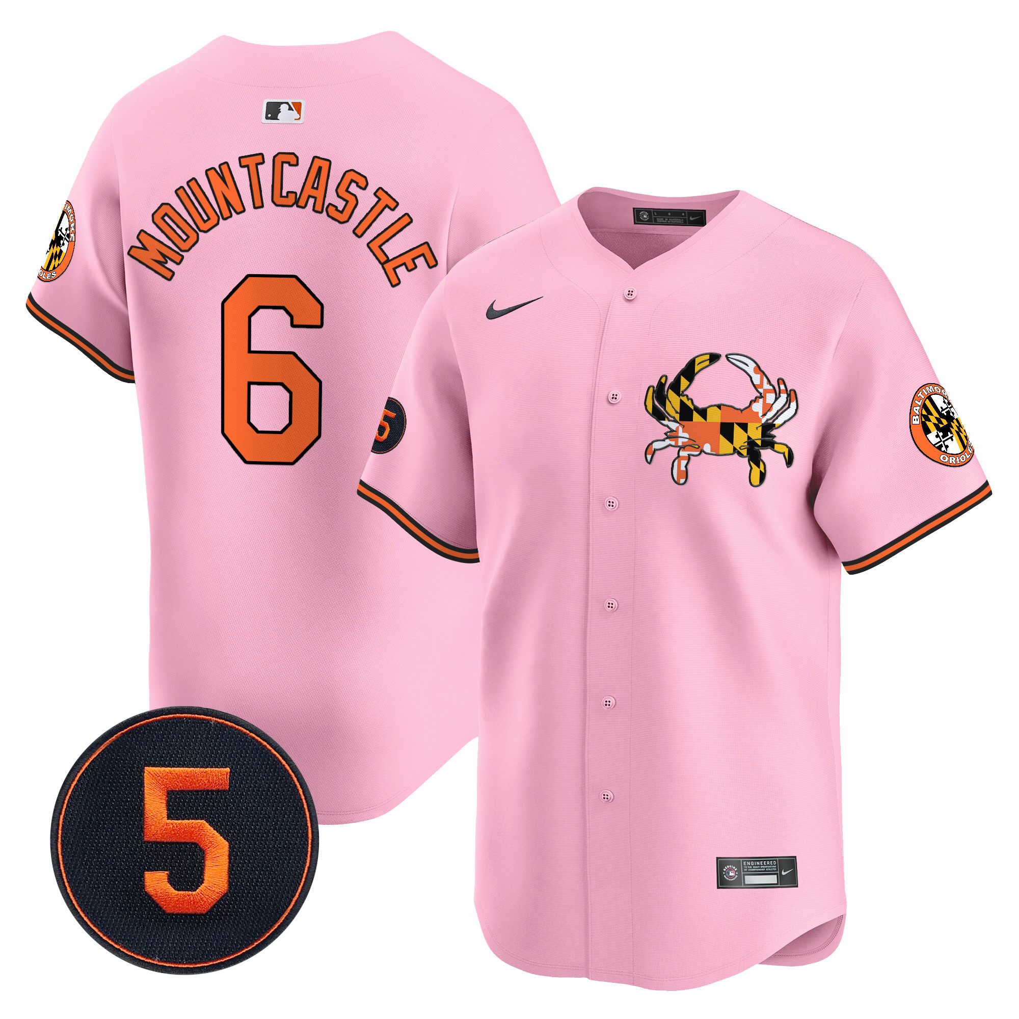 Ryan MountcastleUnisex Baltimore Orioles Robinson Patch Vapor Premier Limited Light Pink Jersey V3 - All Stitched