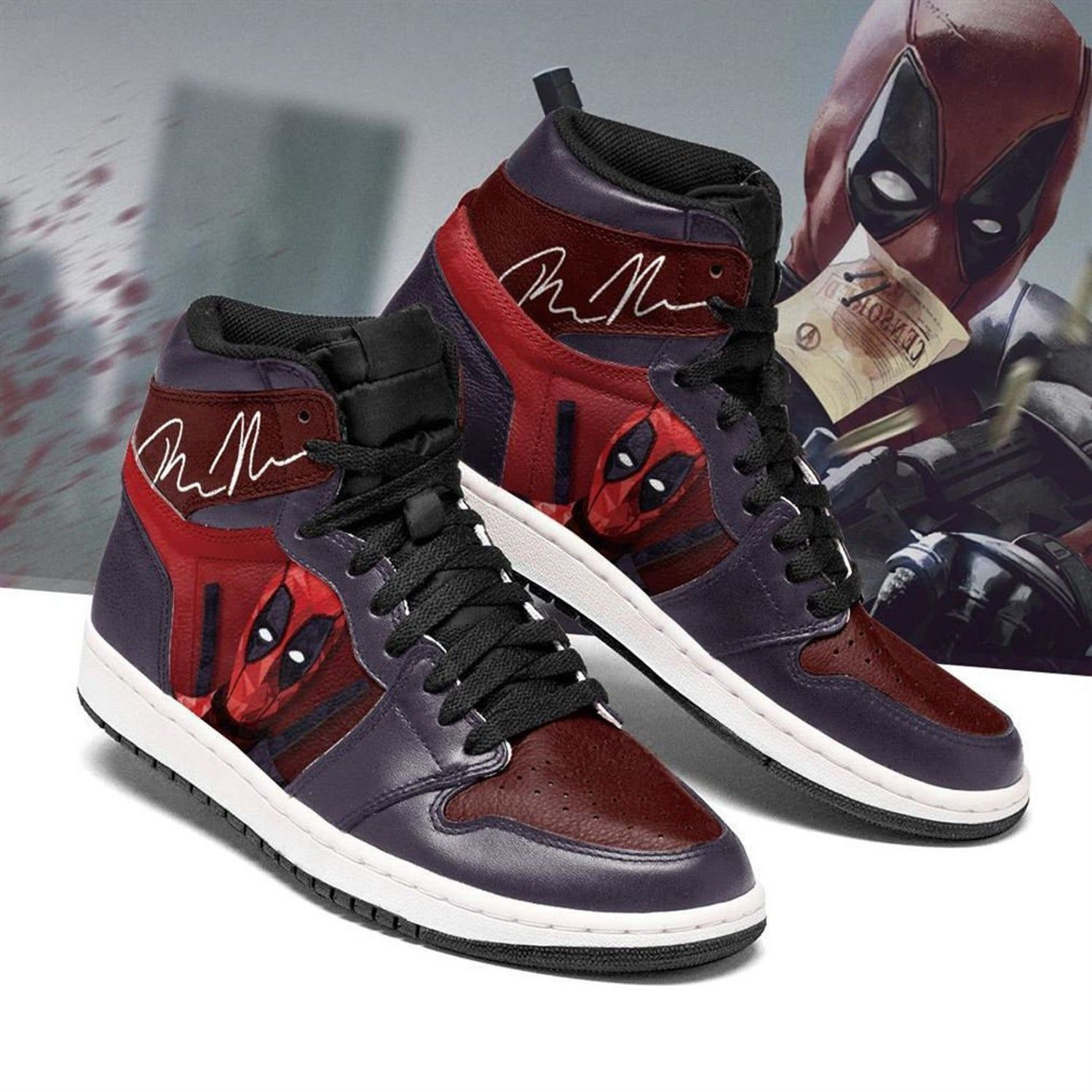 Ryan Reynolds Signature Deadpool Marvel 3 High Top Air Jordan Sneaker, Air Jordan Hightop