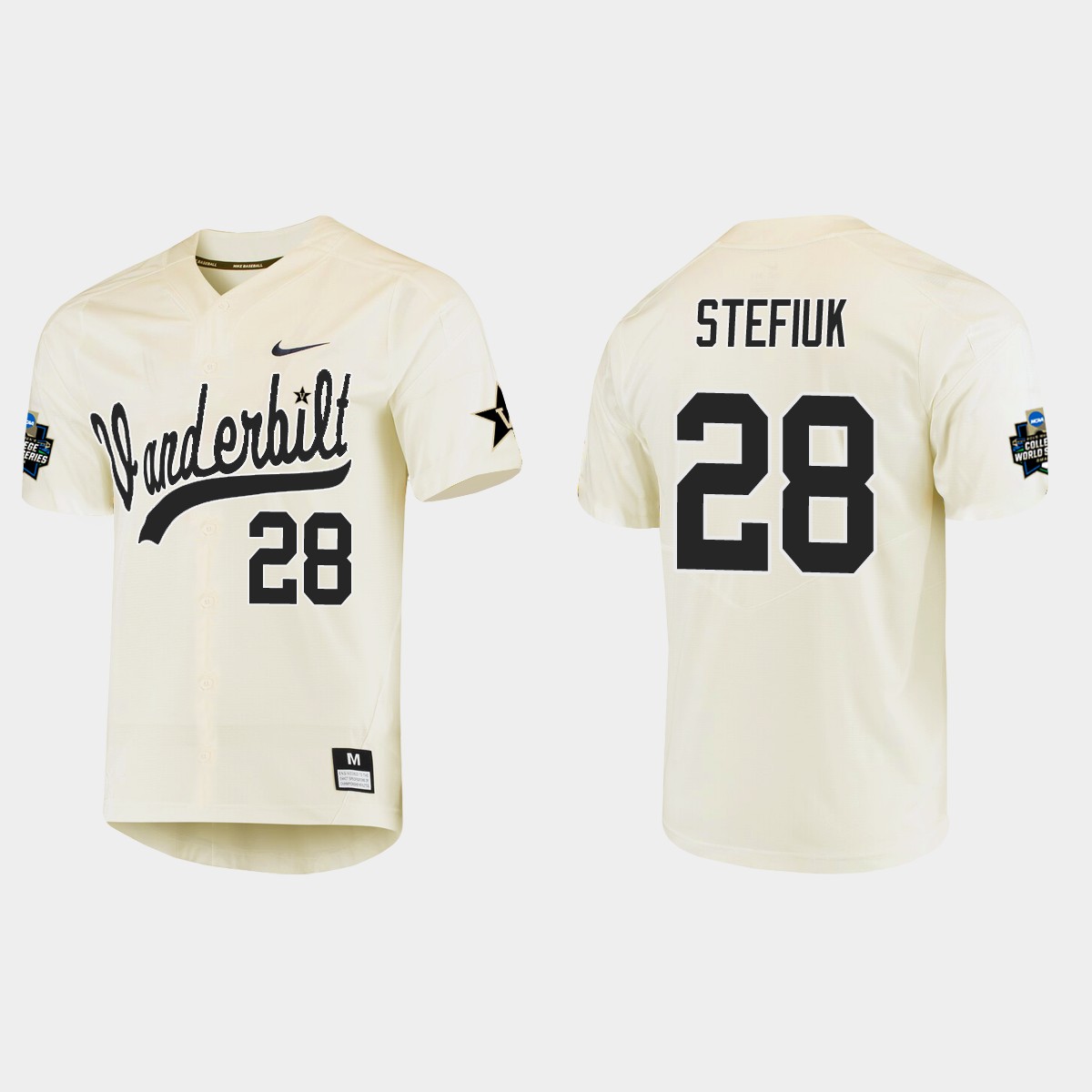 Ryan Stefiuk Vanderbilt Commodores College World Series Jersey - Cream