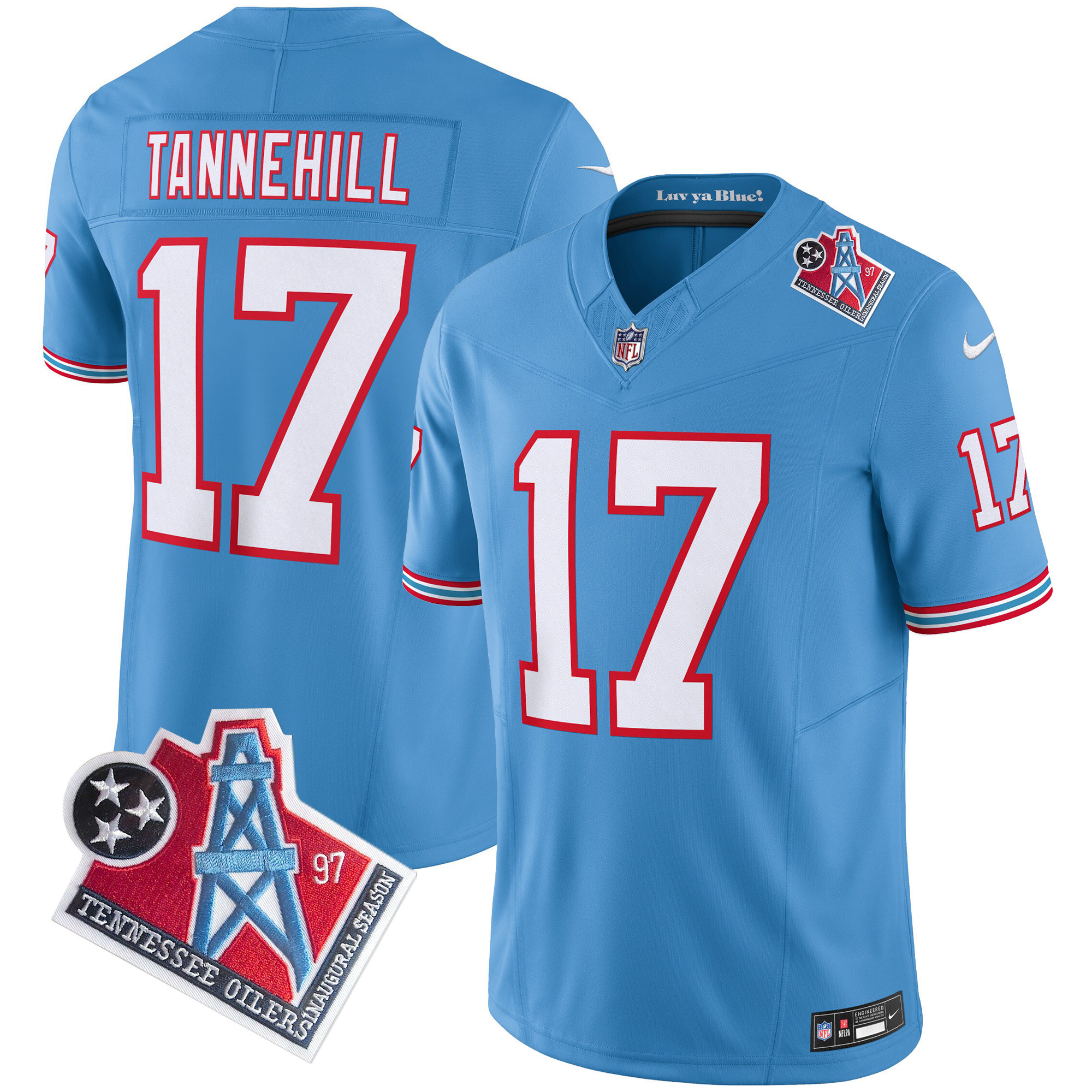 Ryan Tannehill Men's Tennessee Titans 1997 Throwback Limited Vapor Light Blue Jersey - All Stitched 