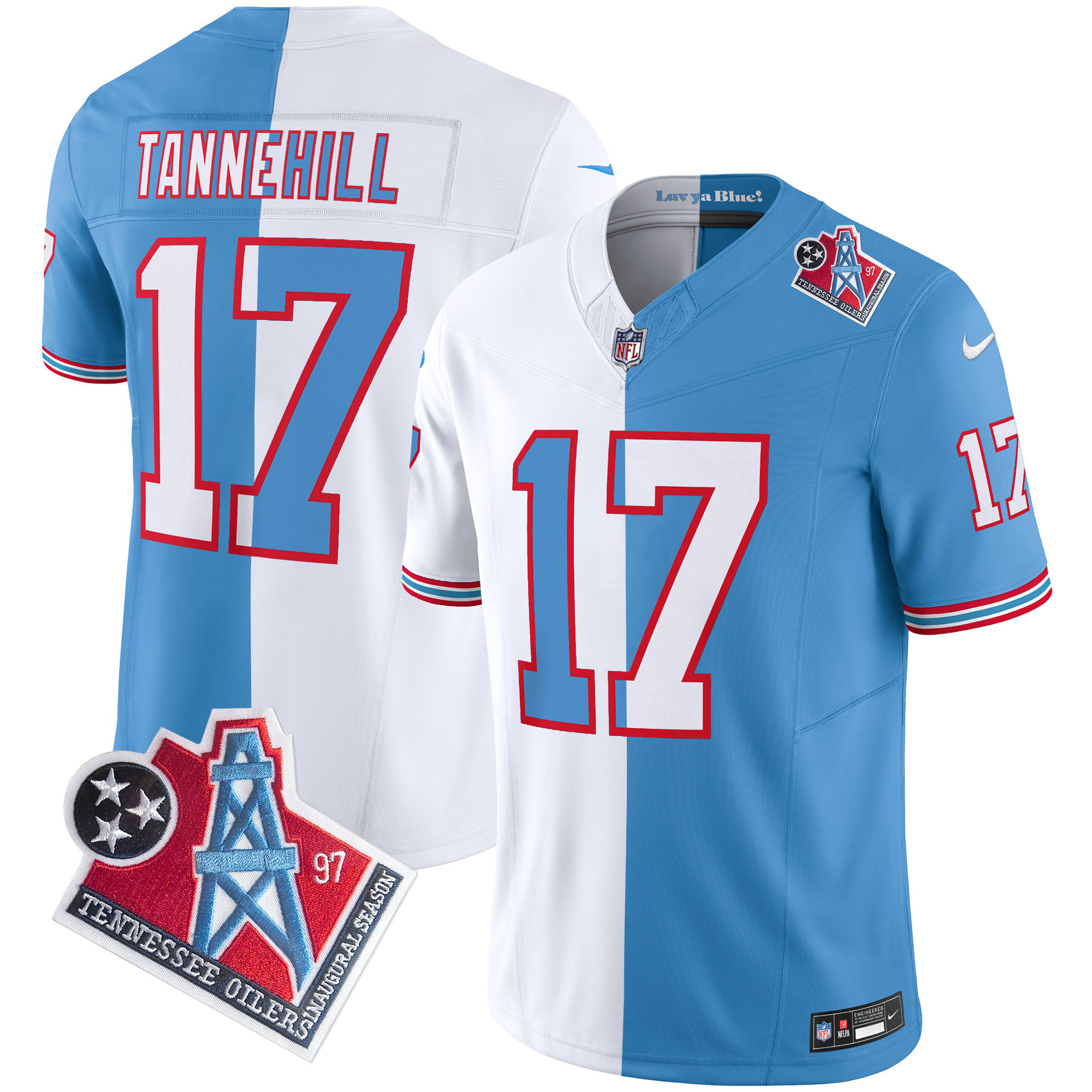 Ryan Tannehill Men's Tennessee Titans 1997 Throwback Limited Vapor Split Jersey - All Stitched 