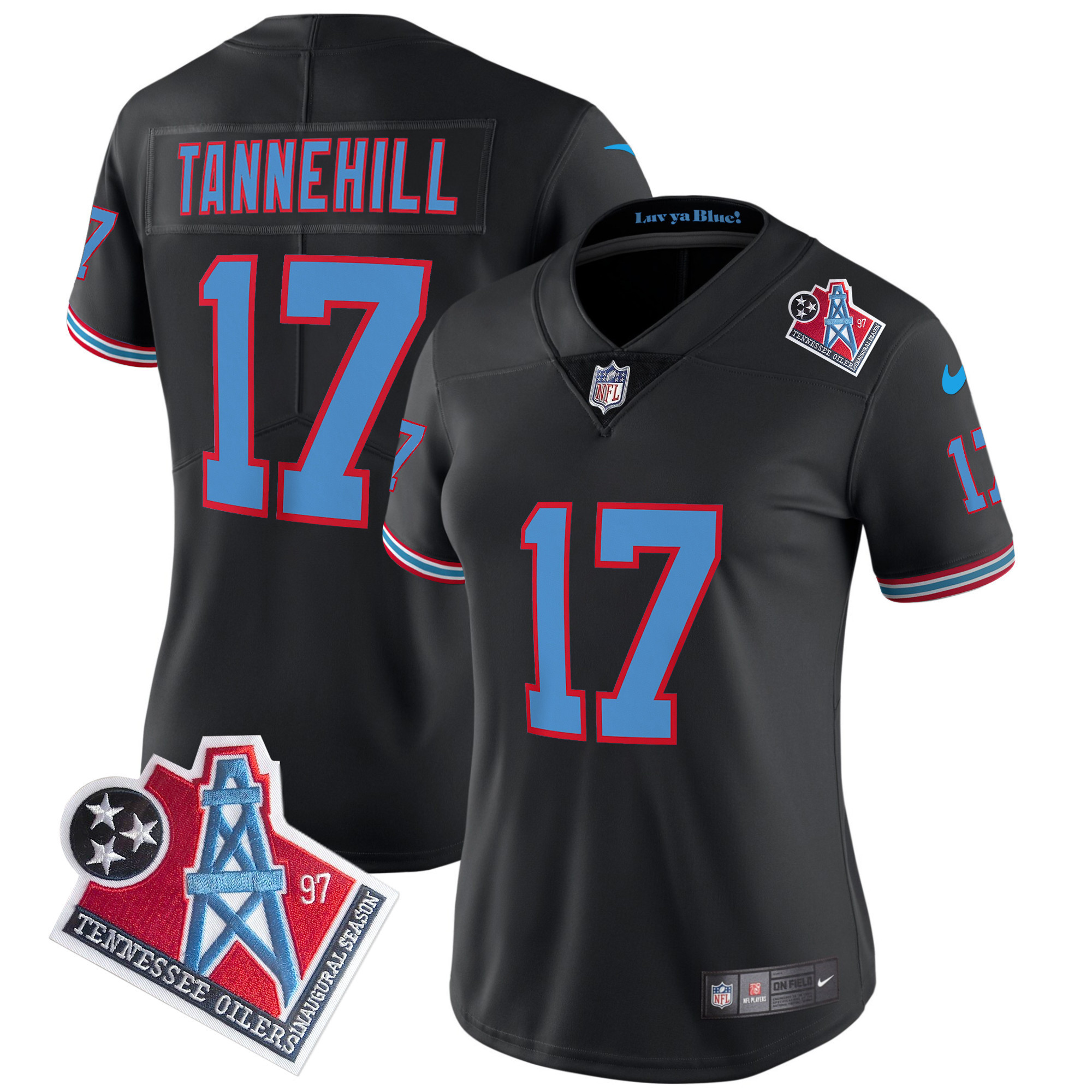 Ryan Tannehill Women's Tennessee Titans 1997 Throwback Limited Vapor Black Jersey - All Stitched 
