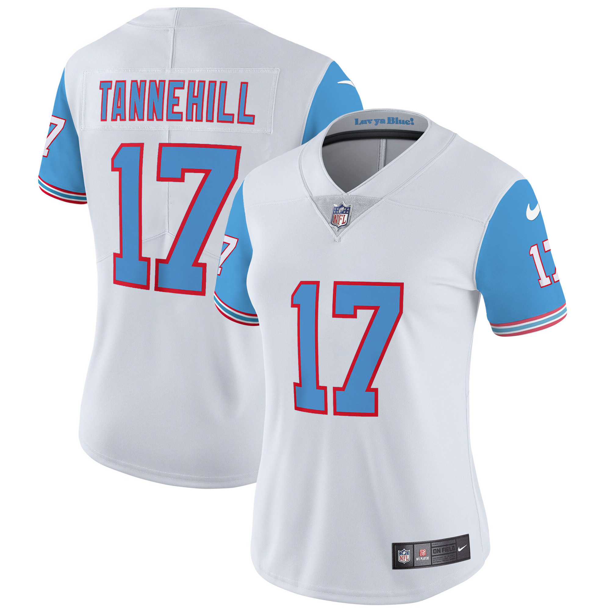 Ryan Tannehill Women's Tennessee Titans Throwback Limited Vapor Blue Sleeves Jersey - All Stitched 