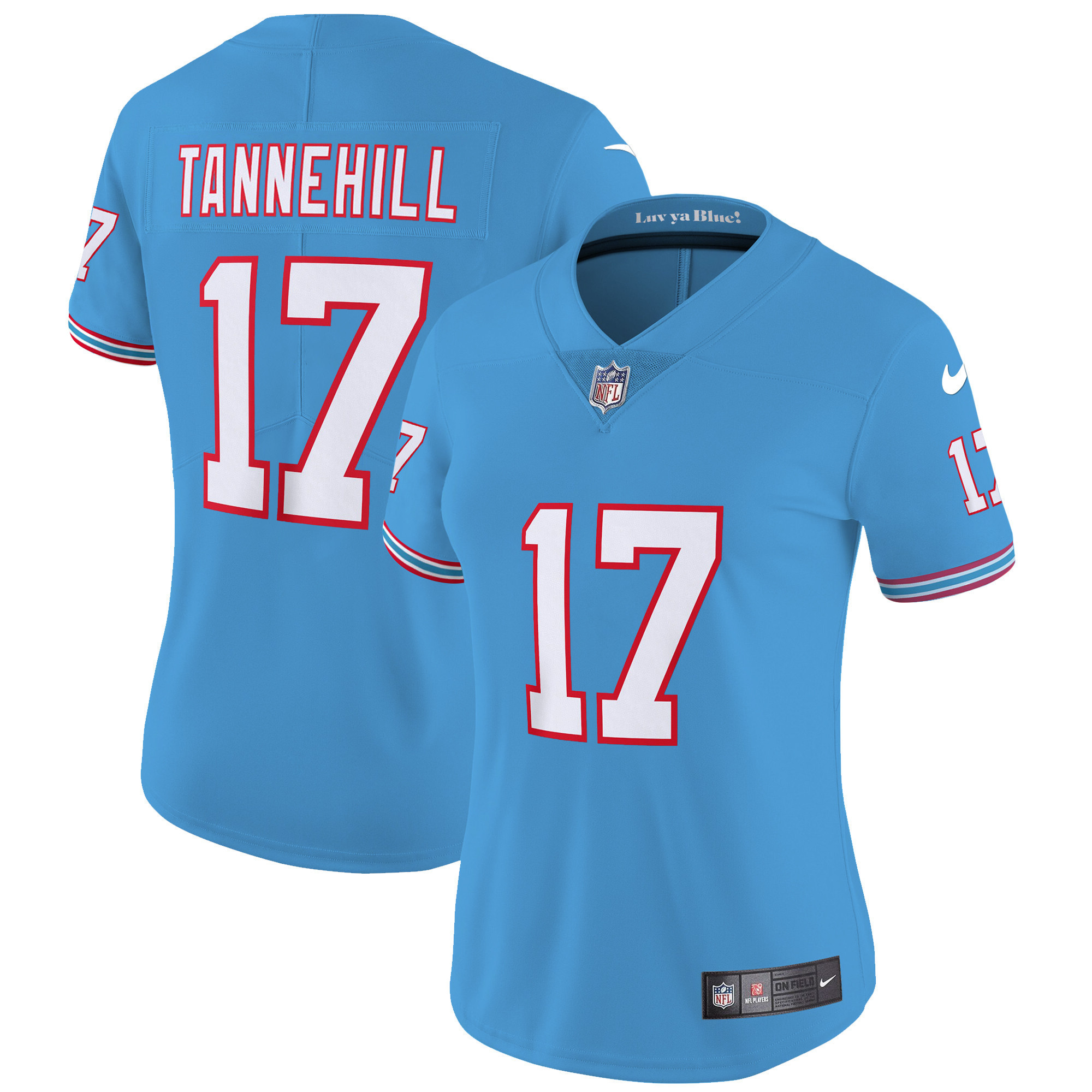 Ryan Tannehill Women's Tennessee Titans Throwback Limited Vapor Light Blue Jersey - All Stitched 