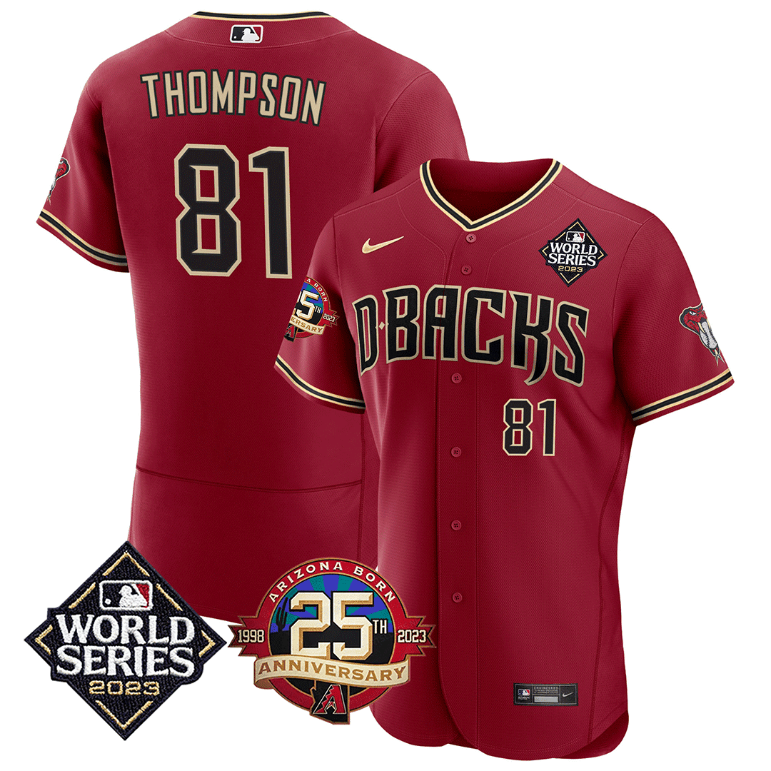 Ryan Thompson Men's Arizona Diamondbacks 2023 World Series & 25th Anniversary Patch Red Jersey - All Stitched