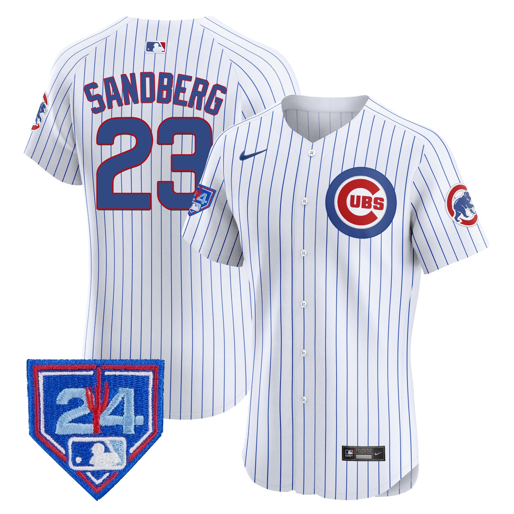 Ryne Sandberg Men's Chicago Cubs 2024 Spring Training Patch Vapor Premier Elite V2 White Jersey - All Stitched