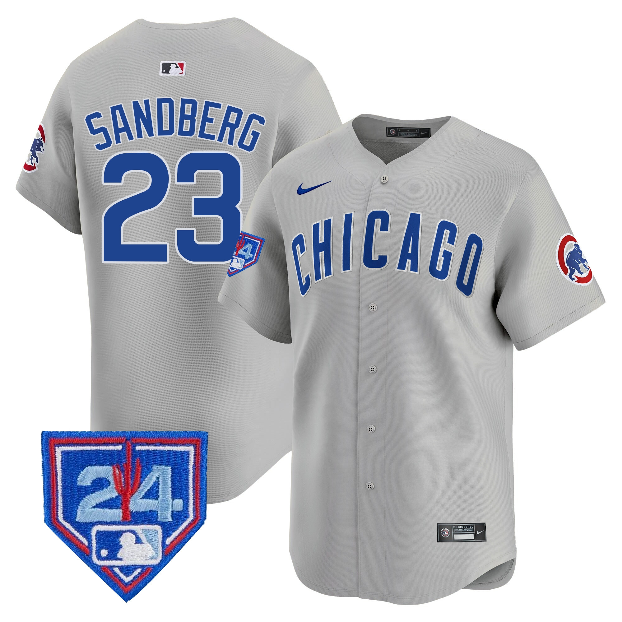 Ryne Sandberg Men's Chicago Cubs 2024 Spring Training Patch Vapor Premier Limited Gray Road Jersey - All Stitched