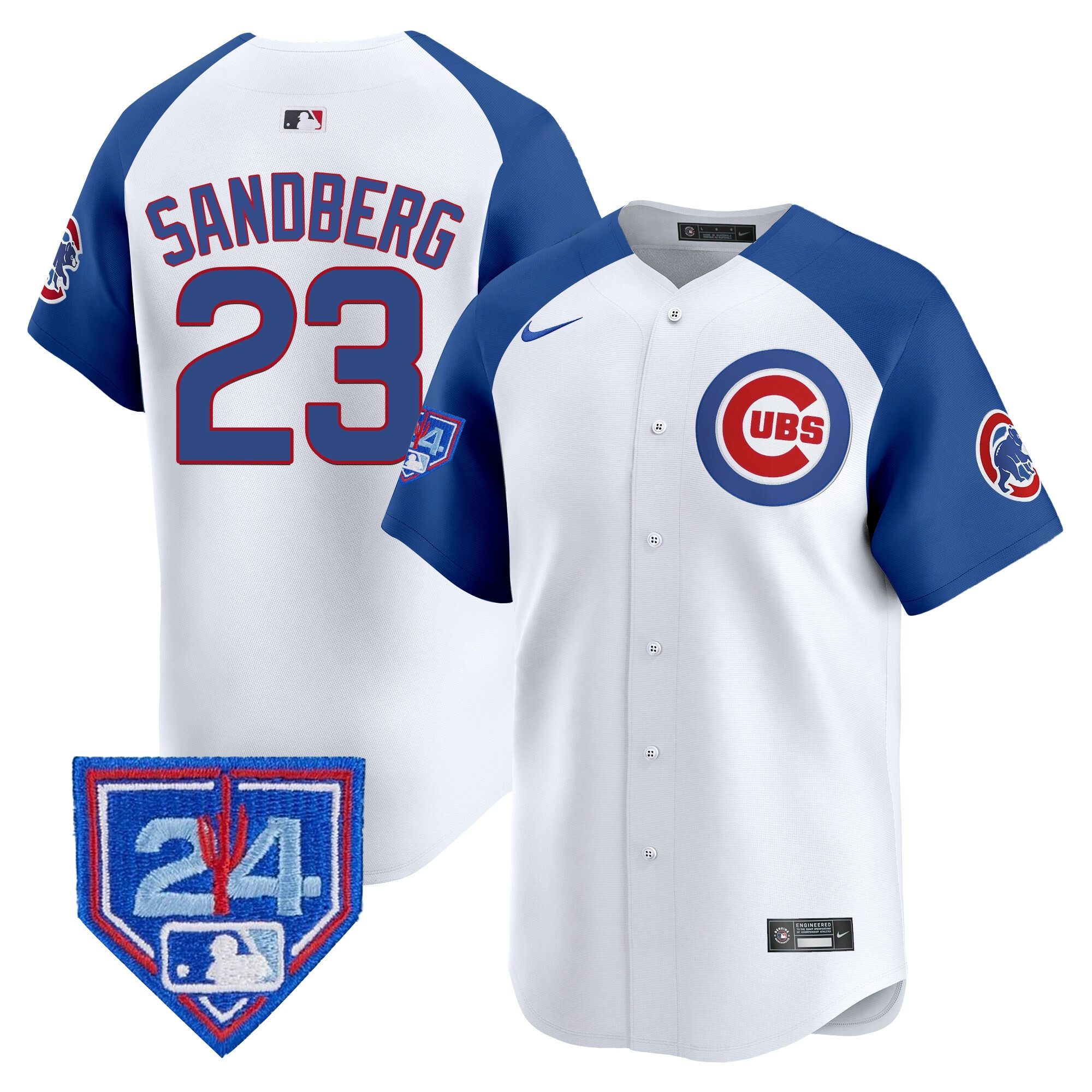 Ryne Sandberg Men's Chicago Cubs 2024 Spring Training Patch Vapor Premier Limited White Alternate Jersey - All Stitched