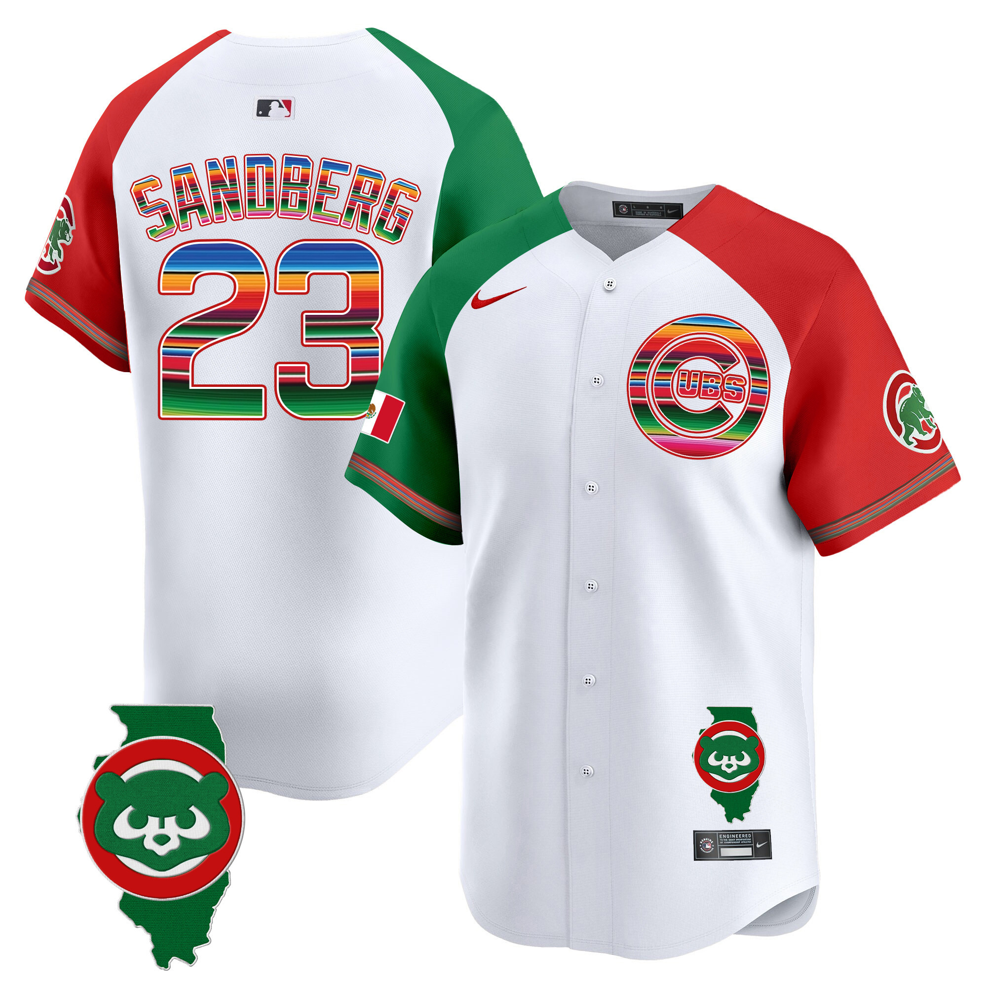 Ryne Sandberg Men's Chicago Cubs Mexico Illinois Patch Vapor Premier Limited Alternate Jersey - All Stitched