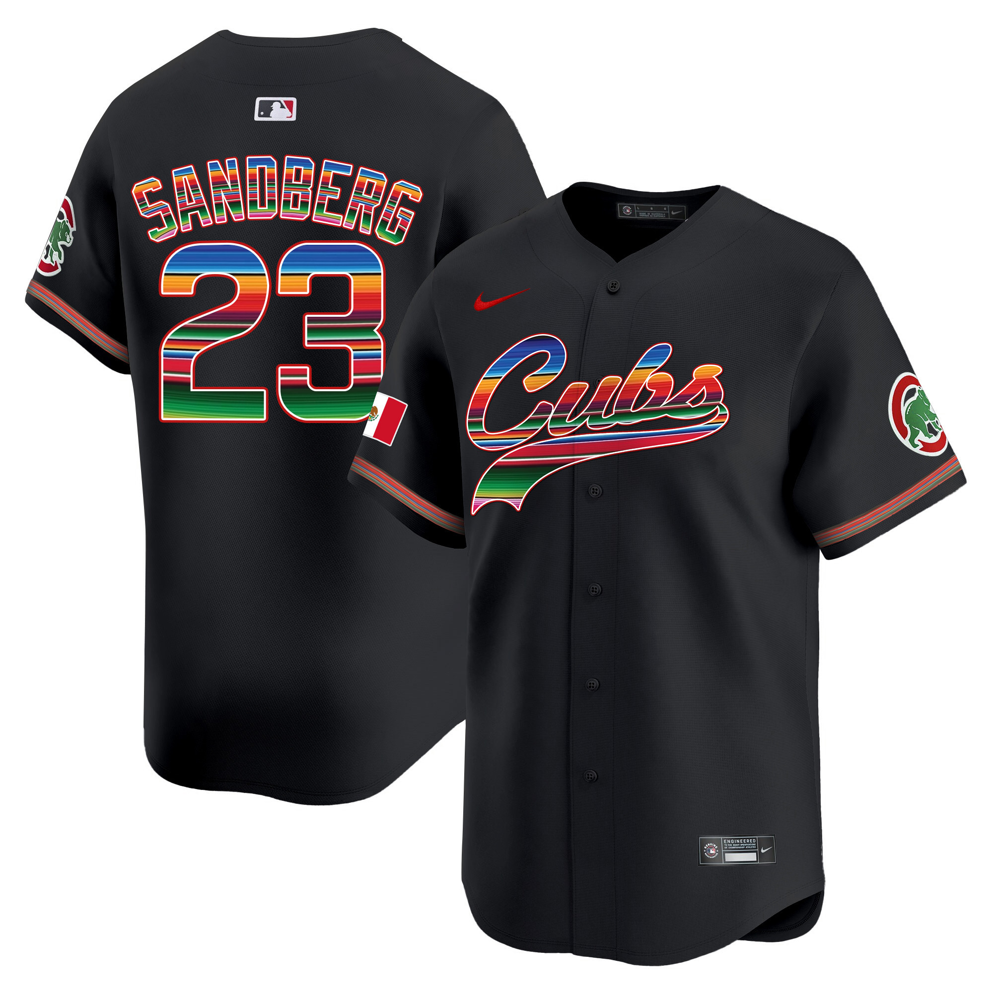 Ryne Sandberg Men's Chicago Cubs Mexico Vapor Premier Limited V2 Black Jersey - All Stitched