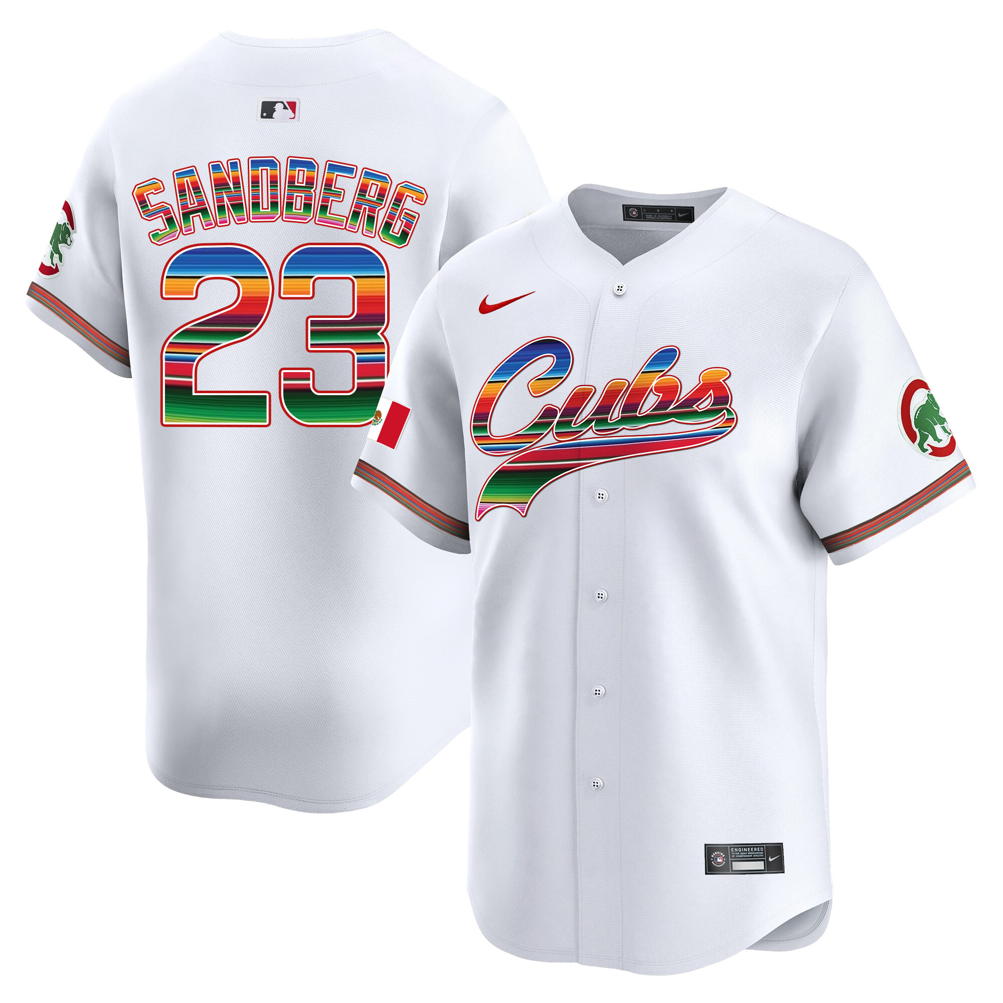 Ryne Sandberg Men's Chicago Cubs Mexico Vapor Premier Limited V2 White Jersey - All Stitched