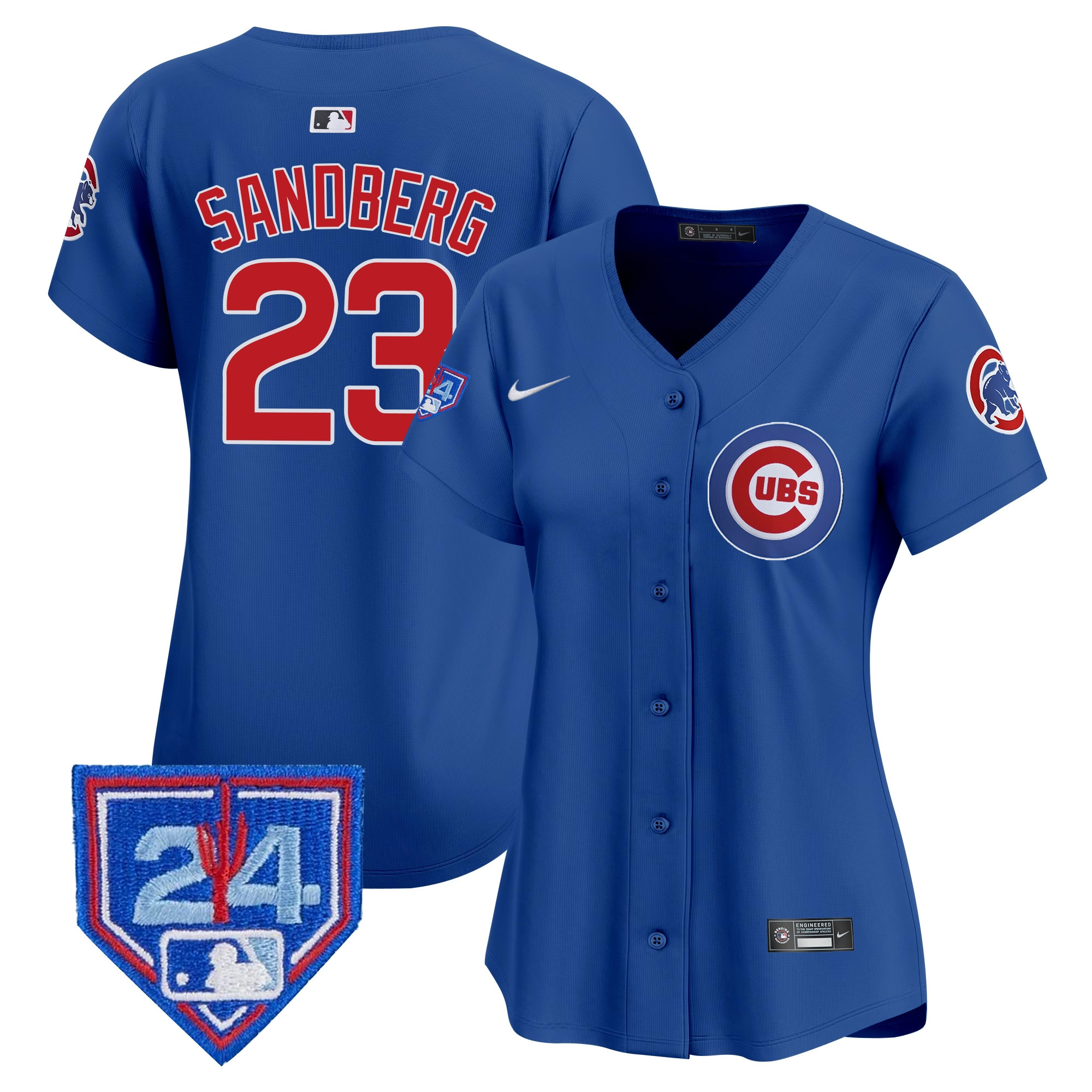 Ryne Sandberg Women's Chicago Cubs 2024 Spring Training Patch Vapor Premier Limited Royal Jersey - All Stitched