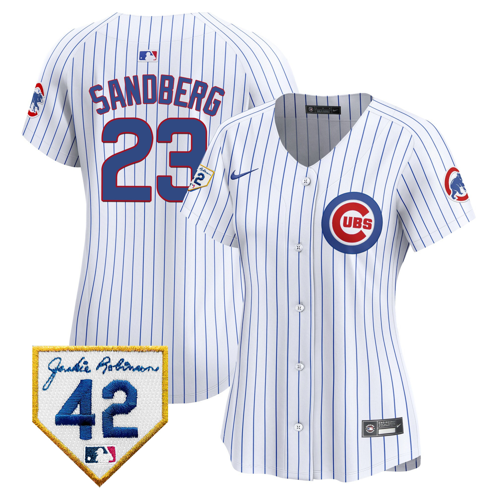 Ryne Sandberg Women's Chicago Cubs Jackie Robinson Patch Vapor Premier Limited White Jersey - All Stitched