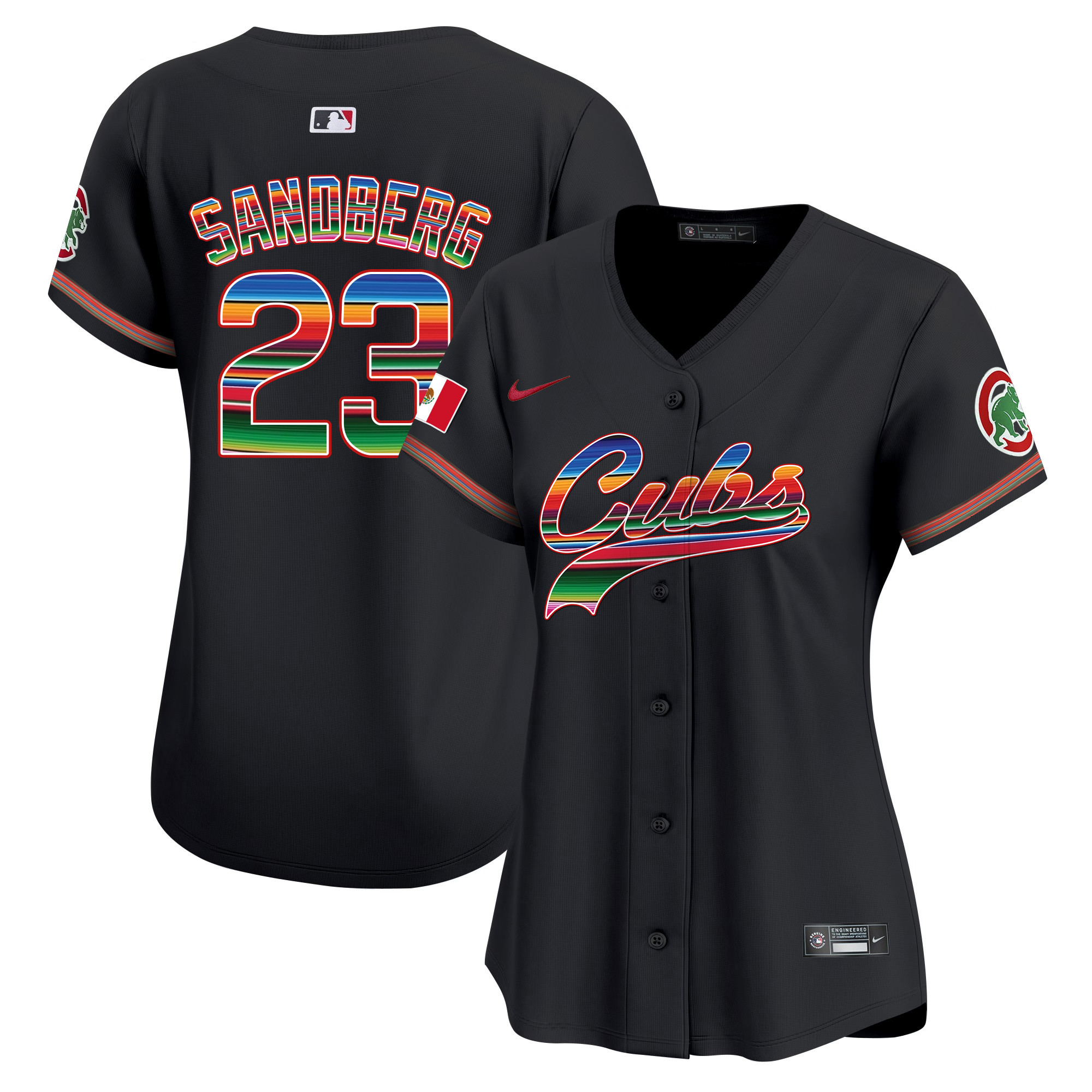 Ryne Sandberg Women's Chicago Cubs Mexico Vapor Premier Limited V2 Black Jersey - All Stitched