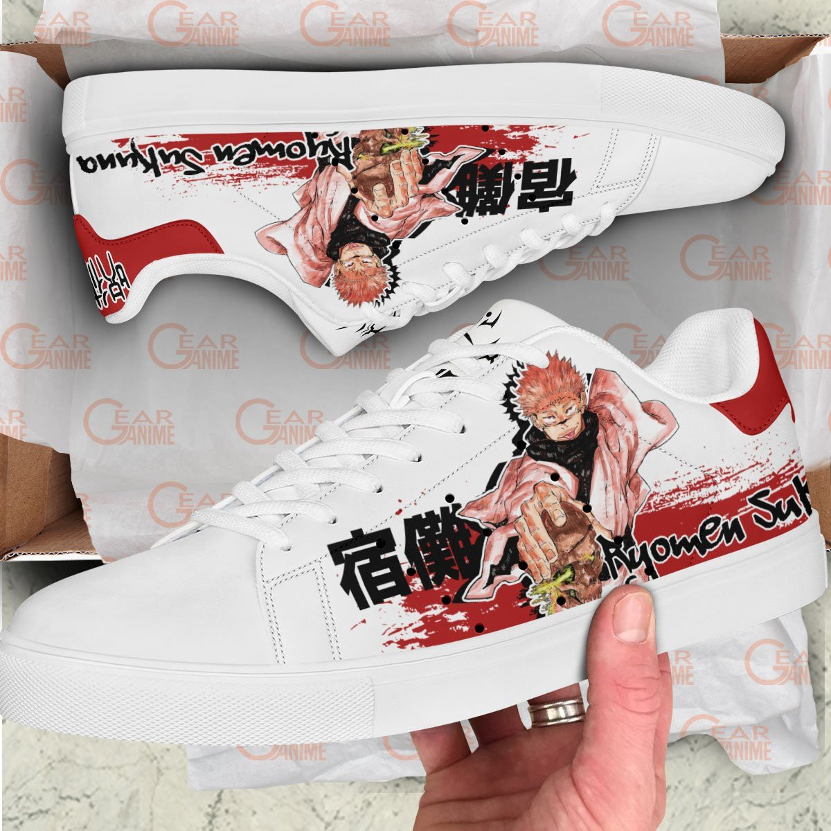 Ryomen Sukuna Skate Sneakers Custom Anime Jujutsu Kaisen Shoes