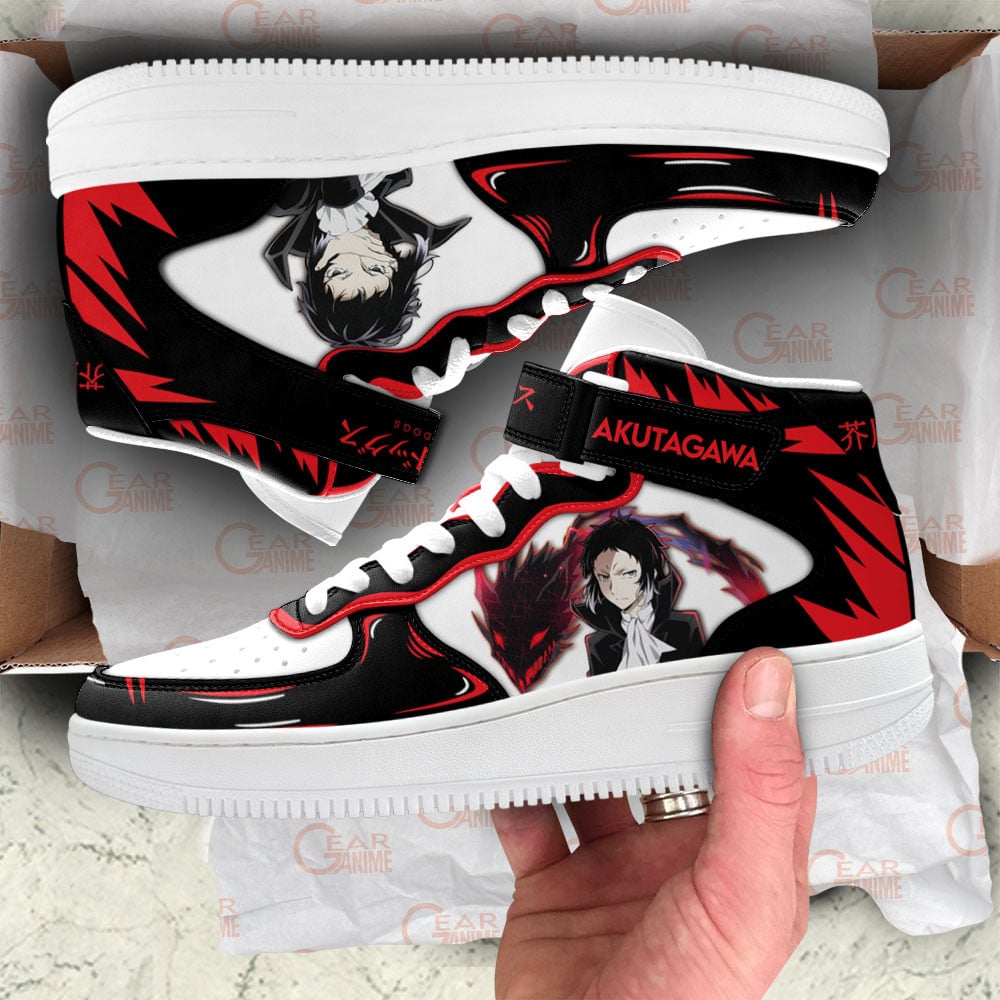 Ryunosuke Akutagawa Sneakers Air Mid Custom Bungo Stray Dogs Anime Shoes