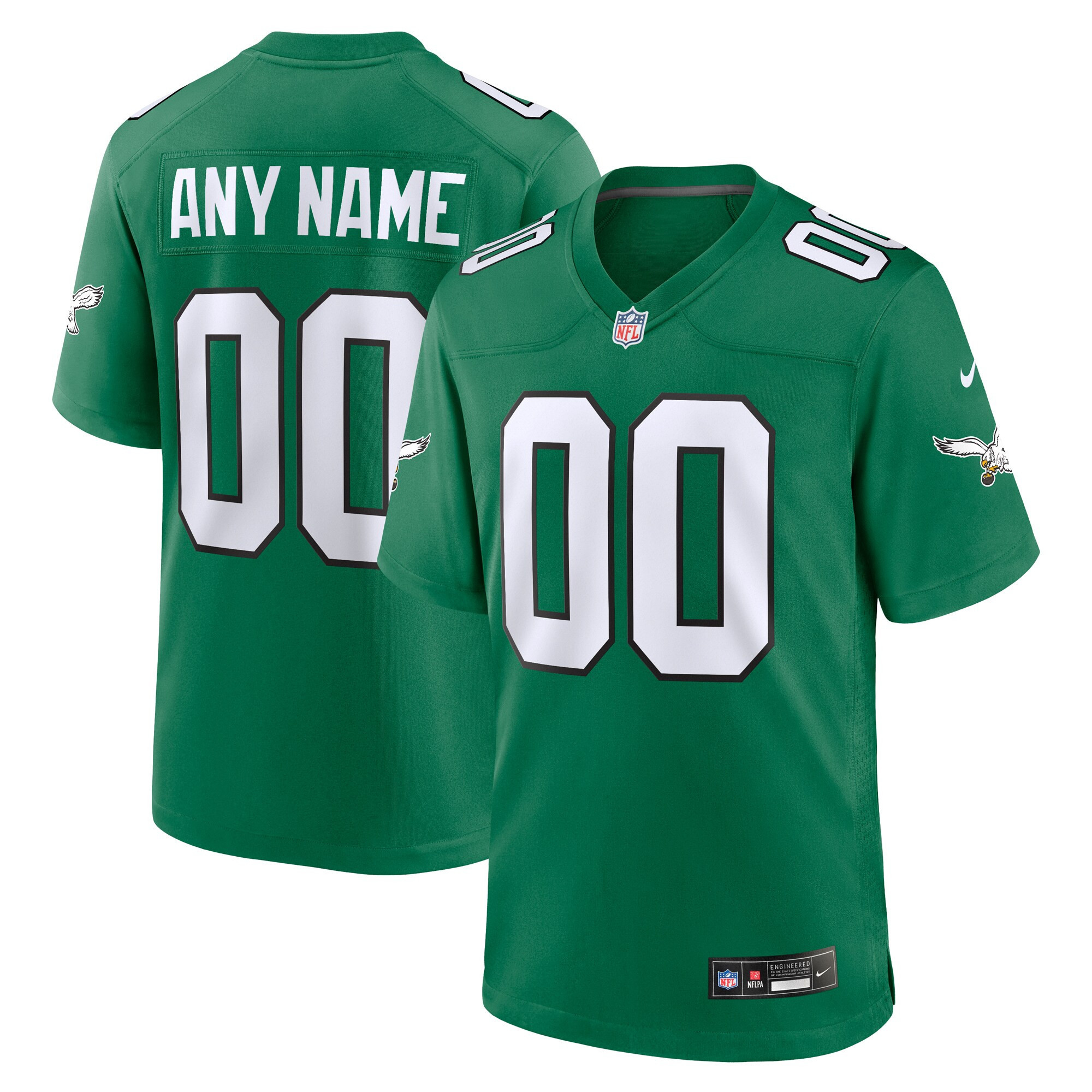 S Philadelphia Eagles Alternate Custom Game - Kelly Green Jersey - All Stitched