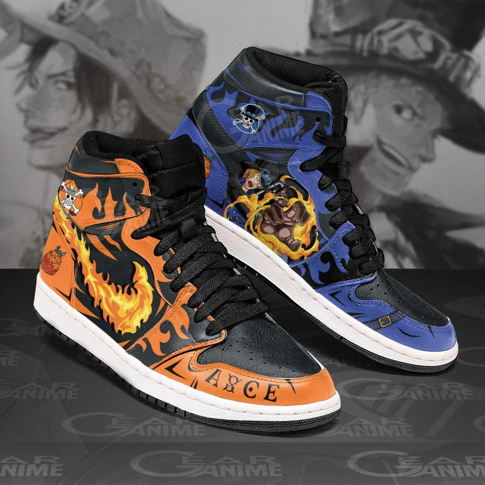 Sabo and Portgas Ace JD1s Sneakers Anime One Piece Shoes, Air Jordan Hightop