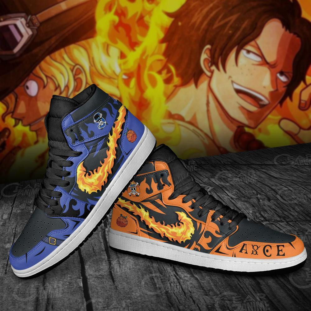 Sabo and Portgas Ace JD1s Sneakers Anime One Piece Shoes, Air Jordan Hightop