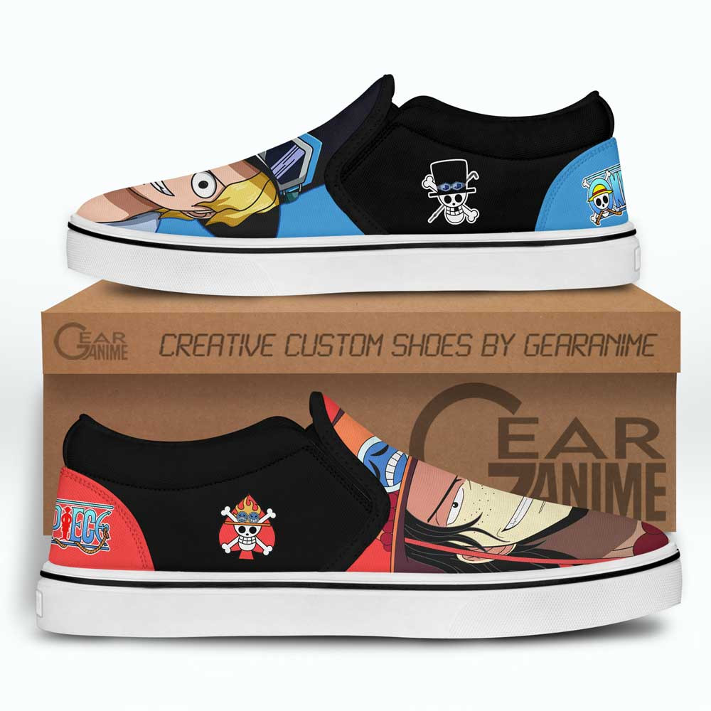 Sabo and Portgas Ace Slip-On Shoes Canvas Custom Anime One Piece Shoes