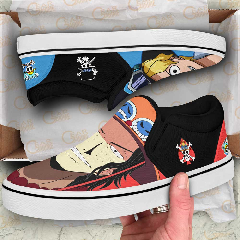 Sabo and Portgas Ace Slip-On Shoes Canvas Custom Anime One Piece Shoes