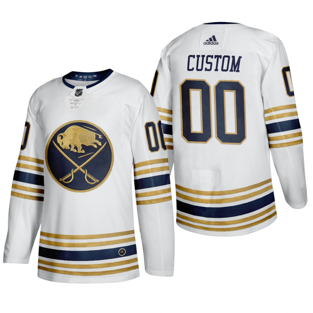 Sabres Custom #00 50th Anniversary Third Jersey - White