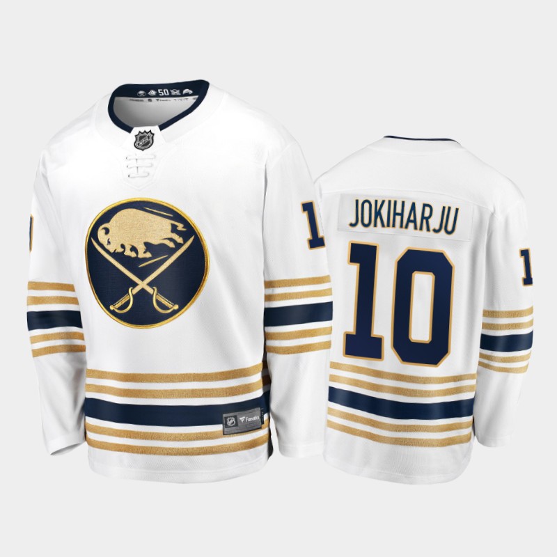 Sabres Henri Jokiharju #10 50th Anniversary White 2019-20 Breakaway Player Golden Jersey