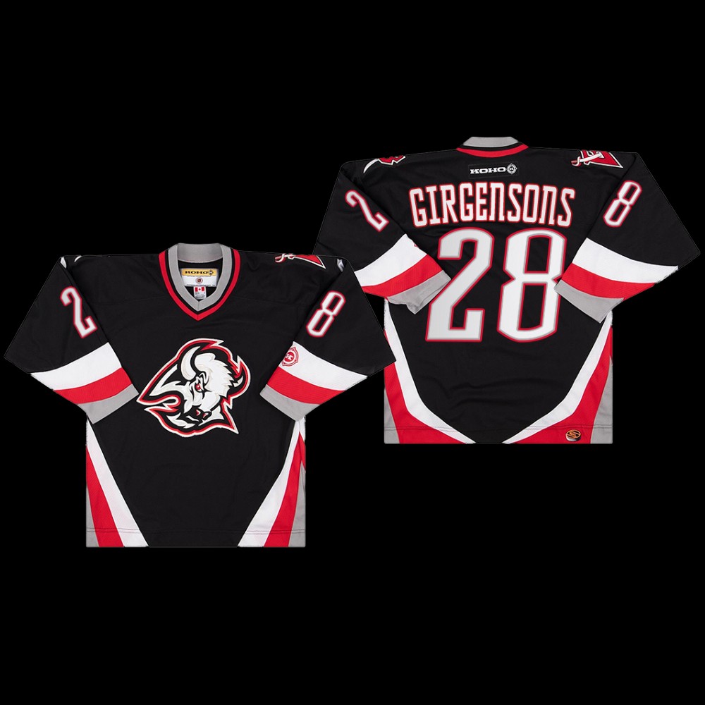 Sabres Zemgus Girgensons #28 Primary Goathead Logo Black Throwback Jersey