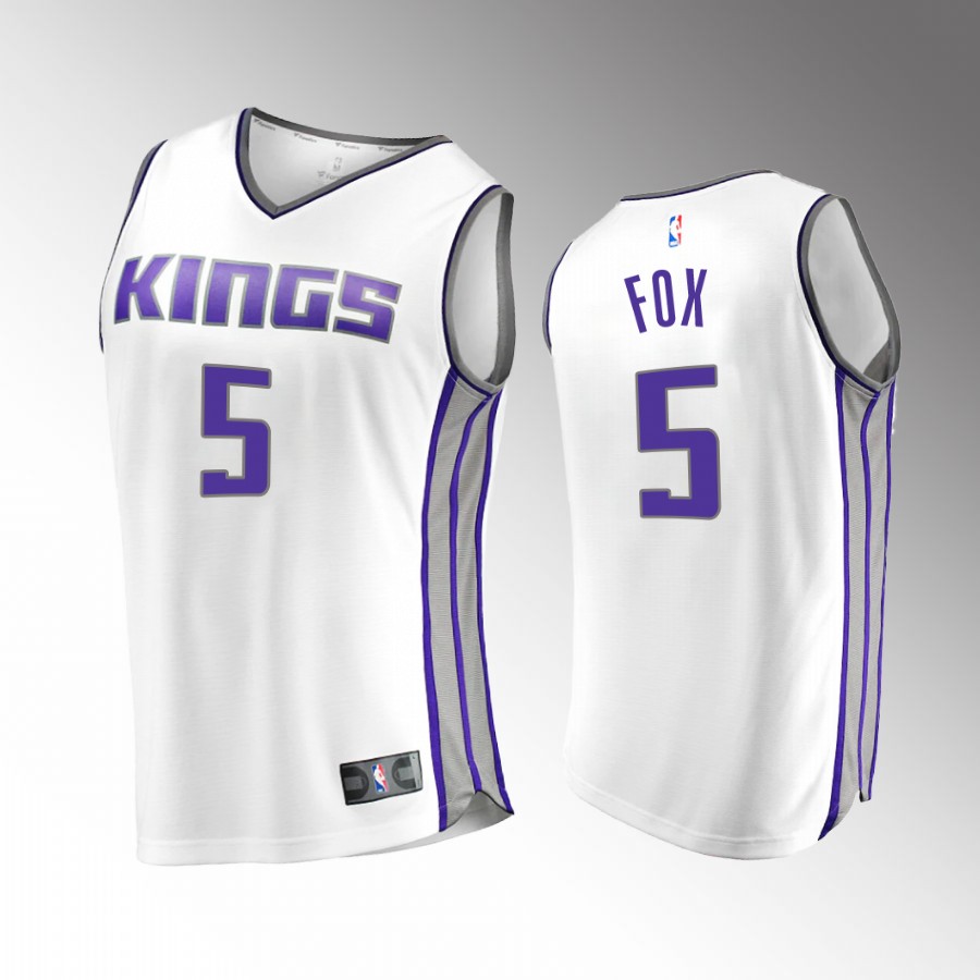 Sacramento Kings #5 De'Aaron Fox Association Edition Jersey 2022-23 White