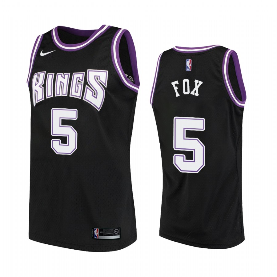 Sacramento Kings #5 De'Aaron Fox Hardwood Classics Black Jersey