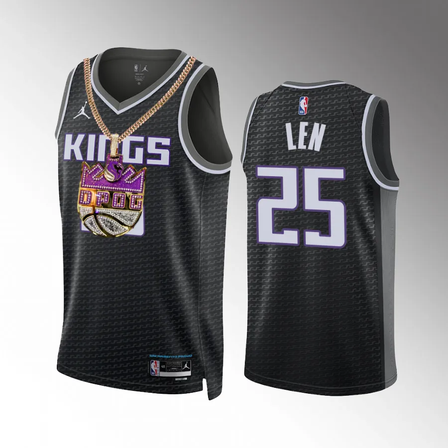 Sacramento Kings 2023 DPOG Alex Len Black #25 Jersey Chain