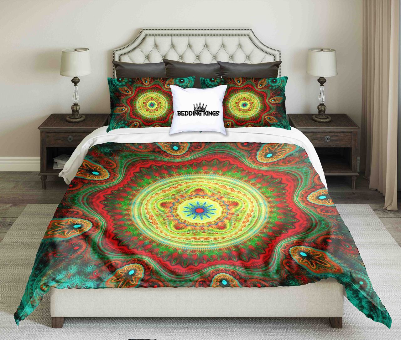 Sacred Colourful Mandala Design Kings 3D Customized Duvet Cover Bedding Set